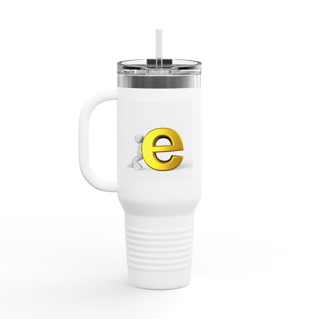 Yellow 3D Letter E Character Travel Mug | Insulated 40oz Tumbler