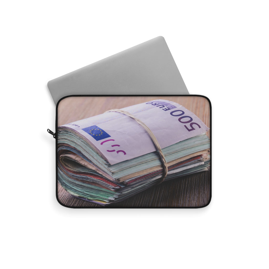Stack of Euro Banknotes Laptop Sleeve | Money Print, Currency Photography