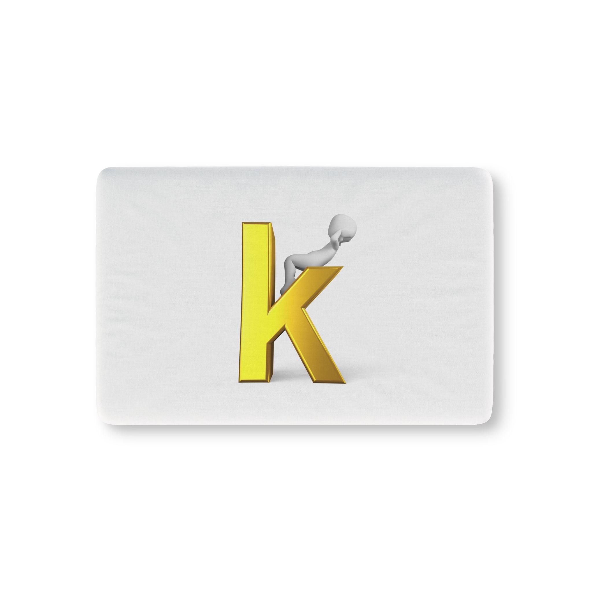 Gold Letter K with Figure Baby Fitted Crib Sheet | Monogram Nursery Bedding