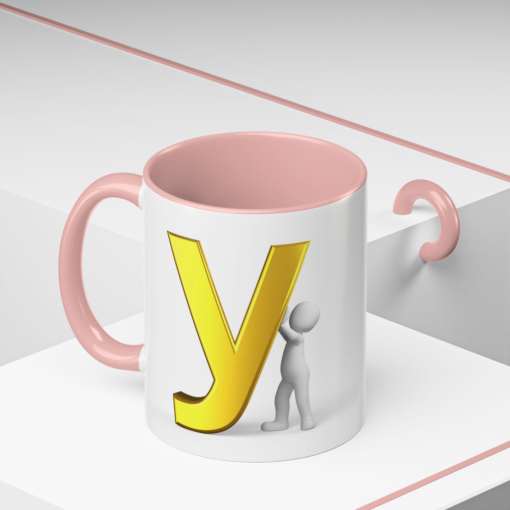 Goldener Buchstabe Y mit 3D-Figur Akzent Kaffeetasse | Initialen Monogramm