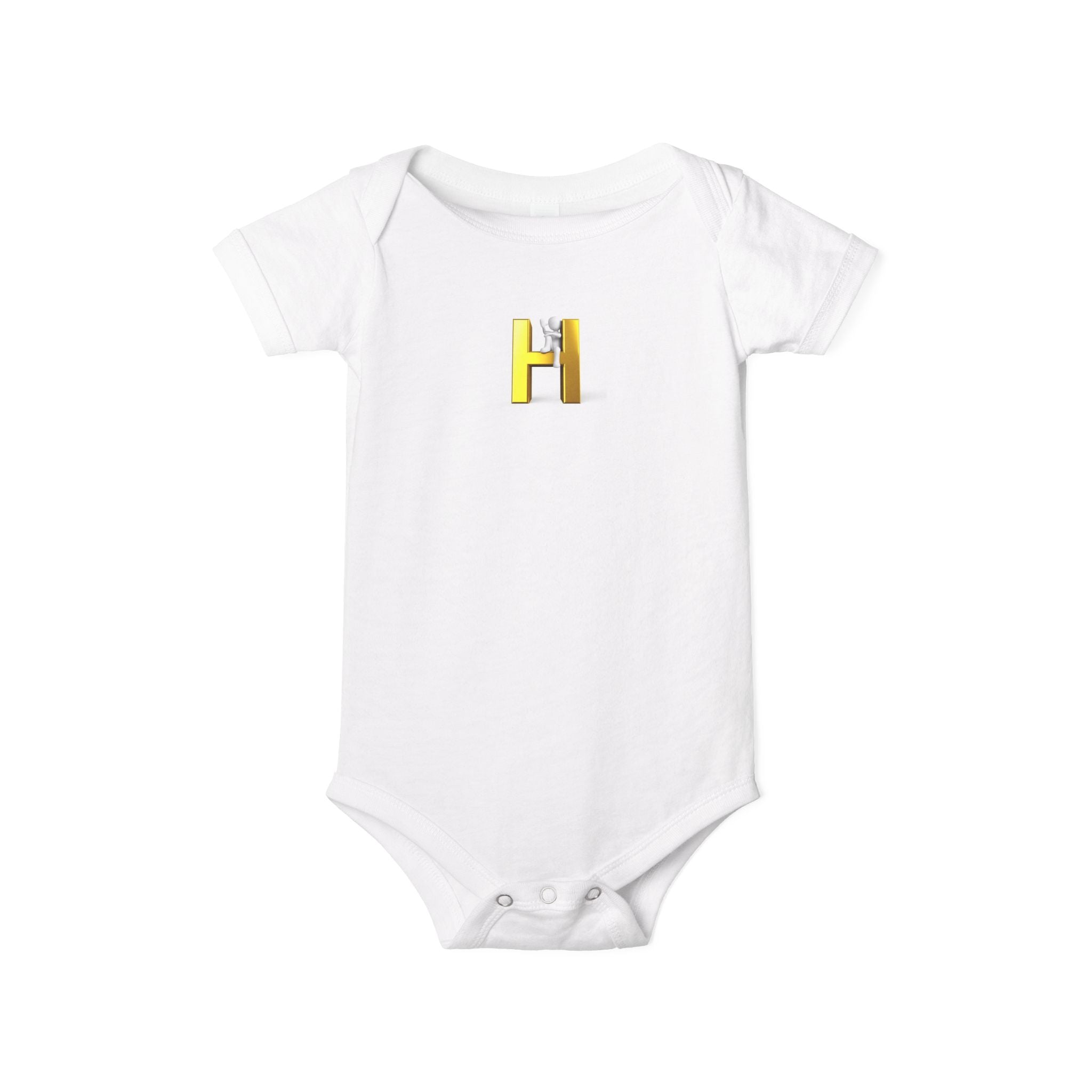 Body bébé pour nouveau-né motif lettre H jaune | Body bébé à monogramme