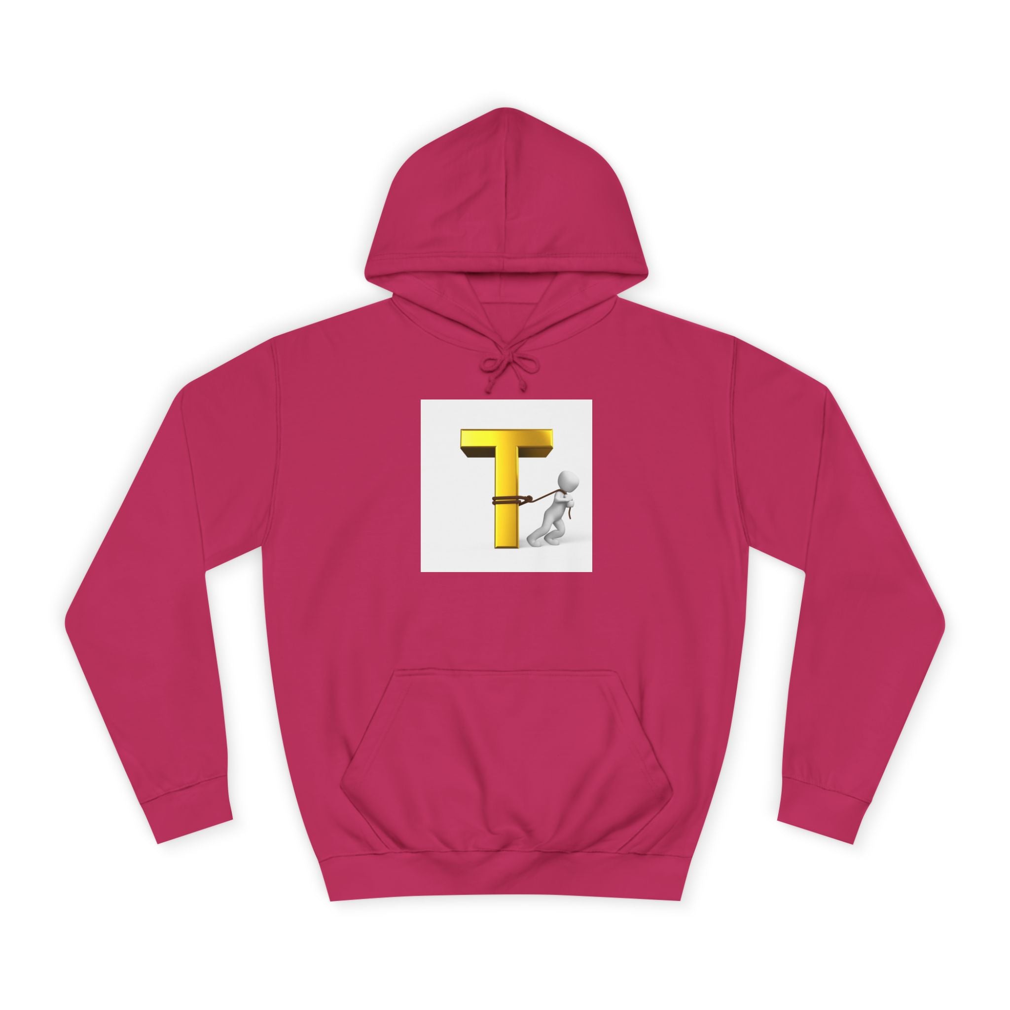 Letter T Mascot Pulling Block T Hoodie | Monogram Initial T Sweatshirt