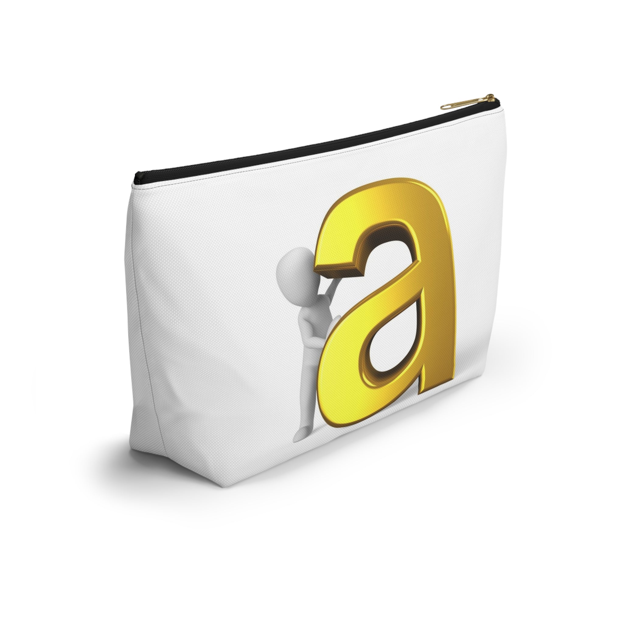 Gold Letter A Monogram Accessory Pouch | T-Bottom Makeup Bag
