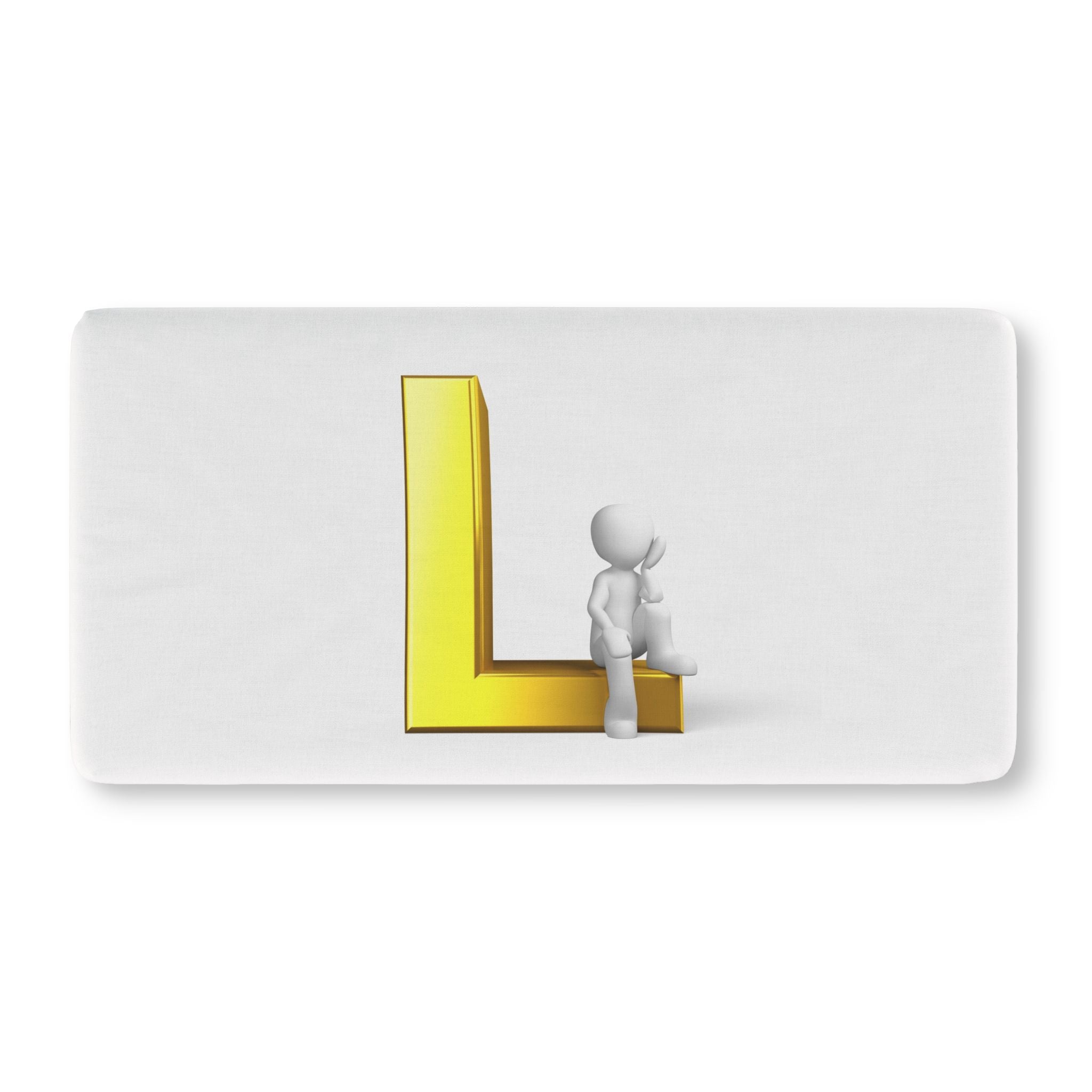 Drap-housse de berceau ajusté pour bébé avec lettre L dorée et figurine de bébé | Monogramme de chambre d'enfant