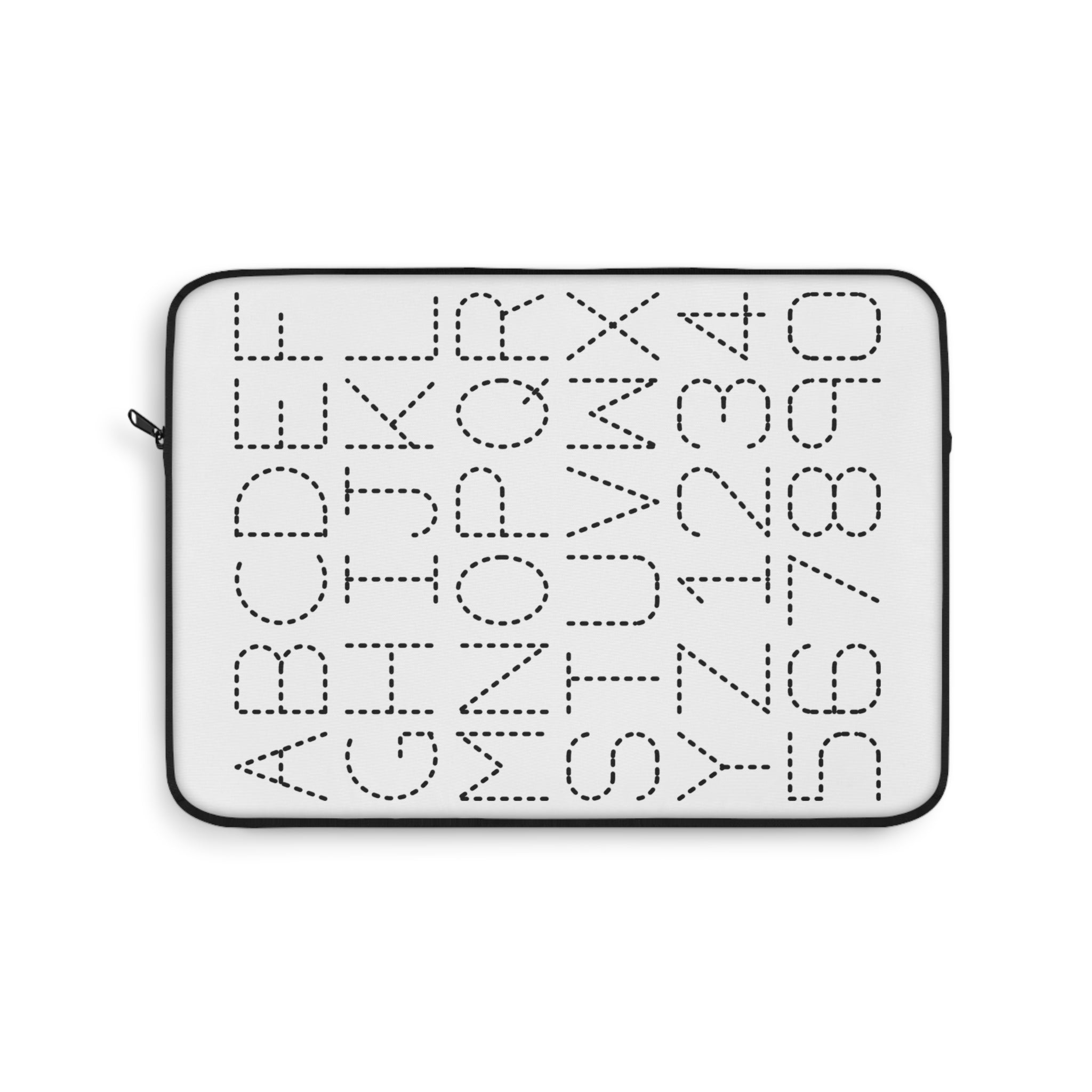 Housse d'ordinateur portable Alphabet et Chiffres à Points | Design typographique monochrome