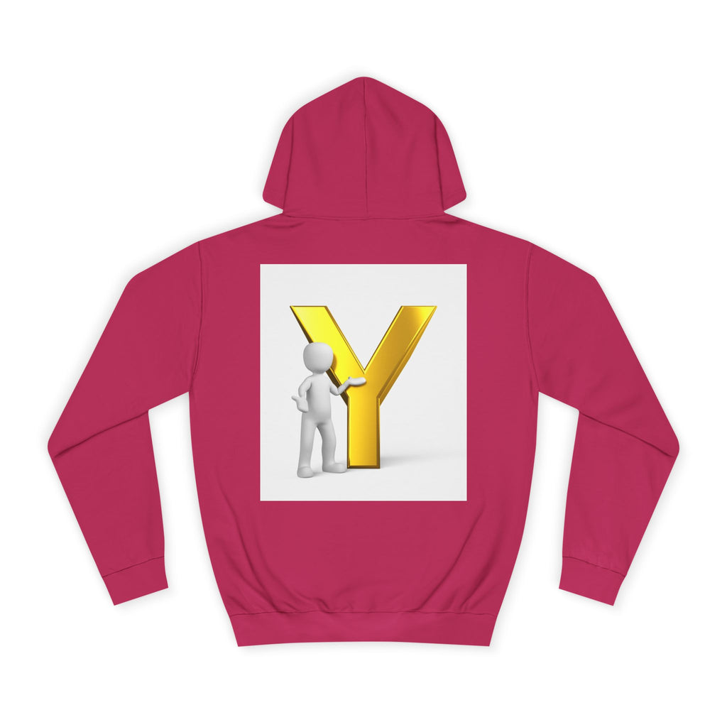 3D Gold Letter Y with Figure Hoodie | Initial Monogram Sweatshirt