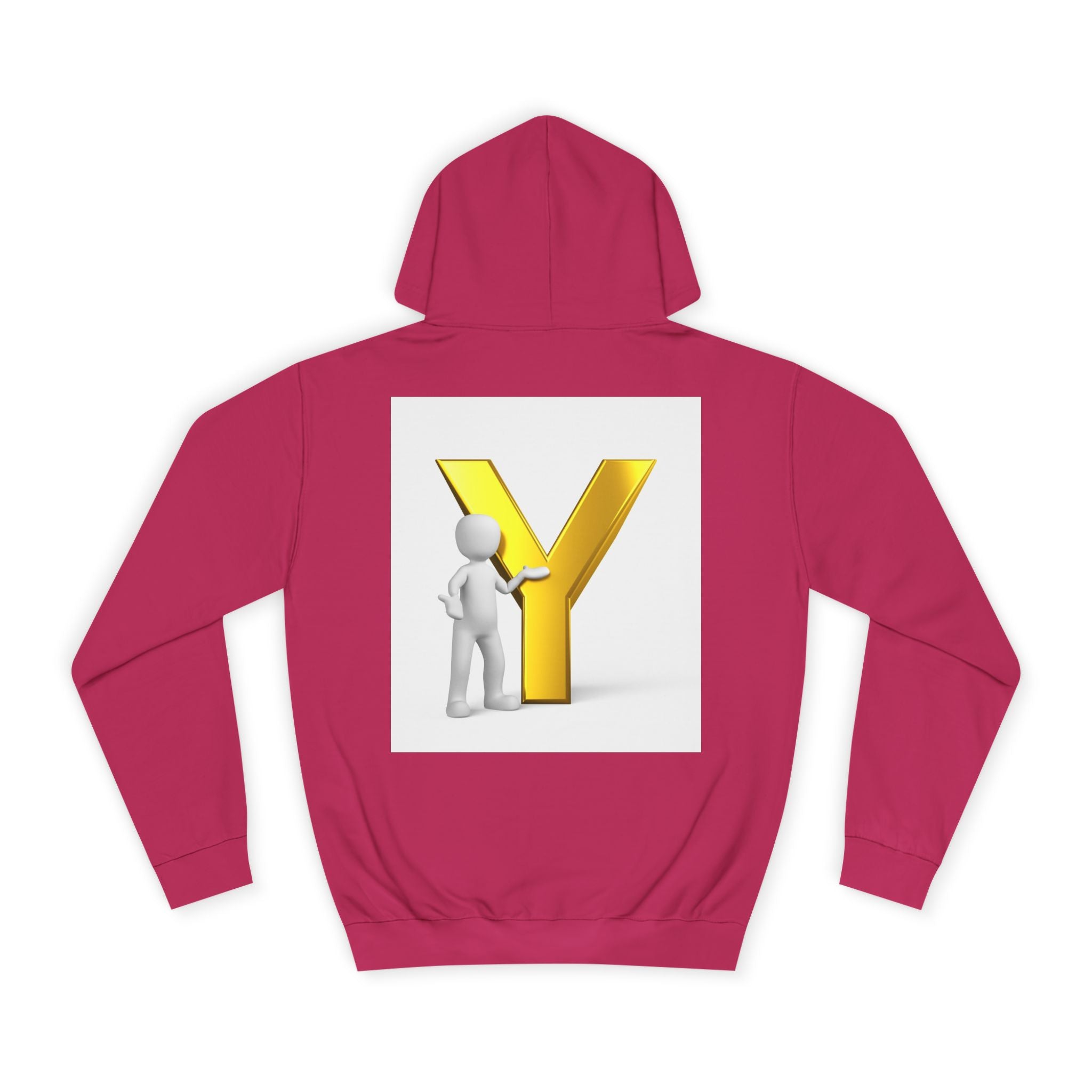 3D Gold Letter Y with Figure Hoodie | Initial Monogram Sweatshirt