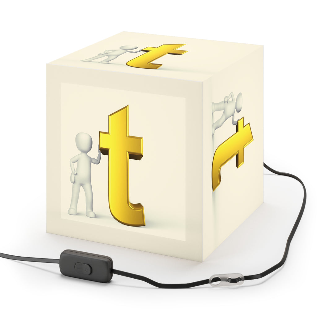 Gold T Logo Light Cube Lamp | Modern Logo Accent Lighting