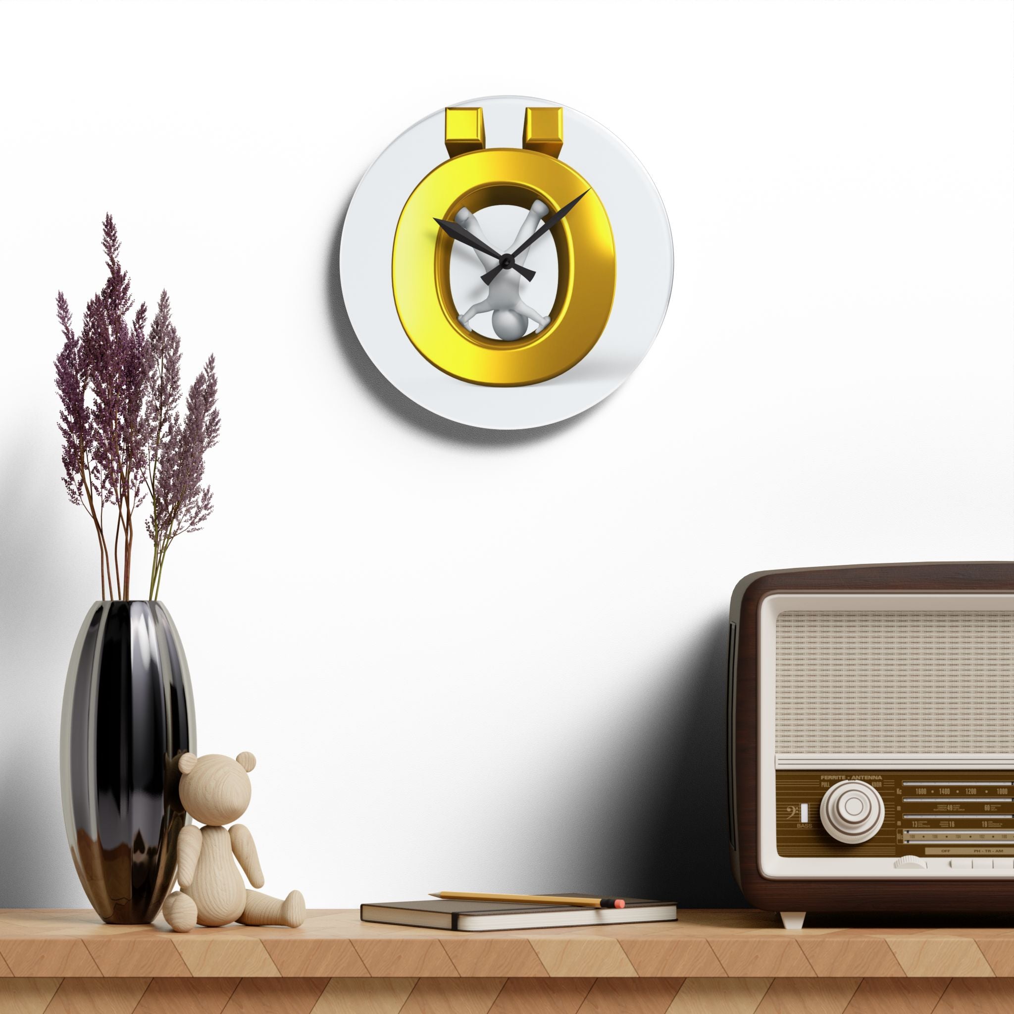 Gold Letter Ö Clock Acrylic Wall Clock | Modern Currency Decor