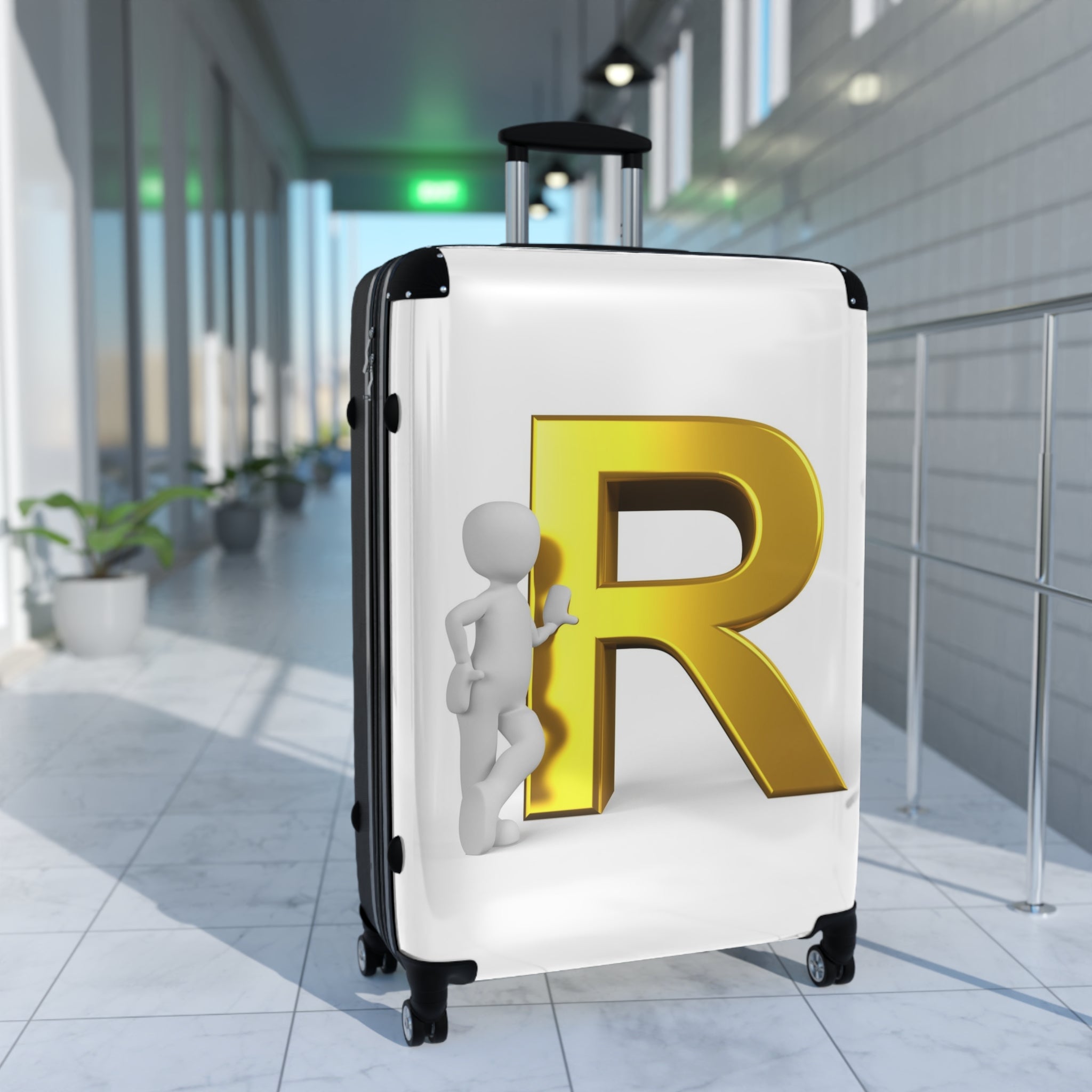 Gold Letter R Monogram Suitcase | Initial Luggage Cover