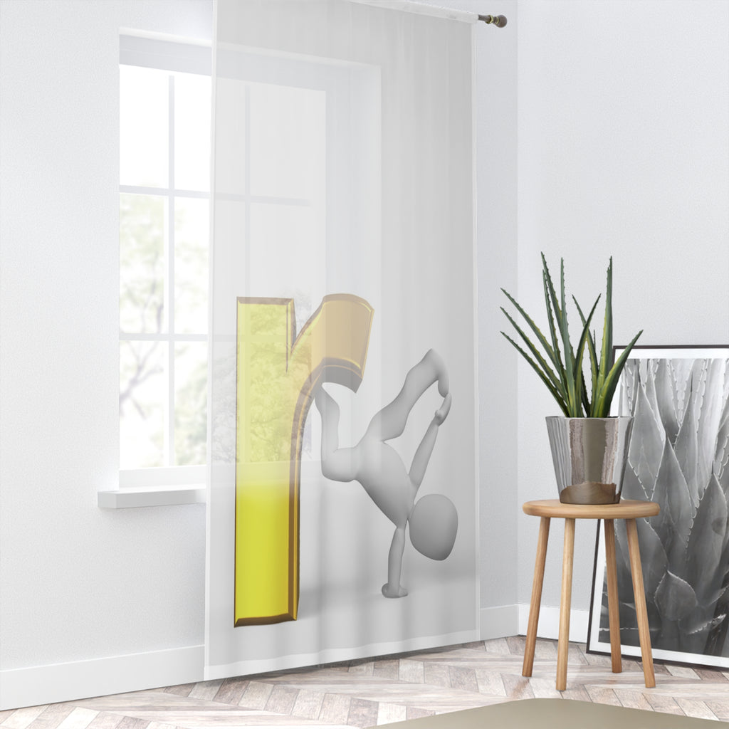 Gold Letter R with Breakdancer Window Curtain | Dance Alphabet Curtain