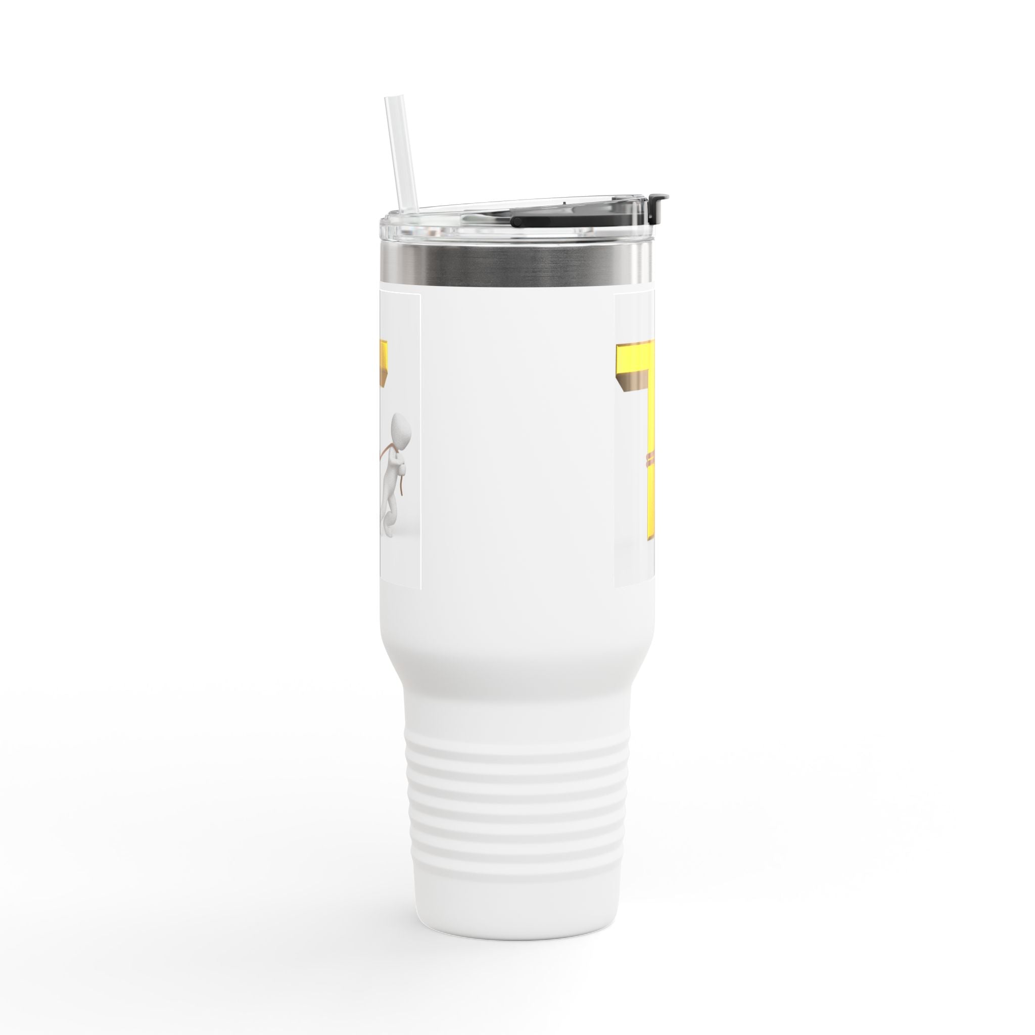 Mug de voyage isotherme 40oz avec figurine 3D tirant la lettre T en or