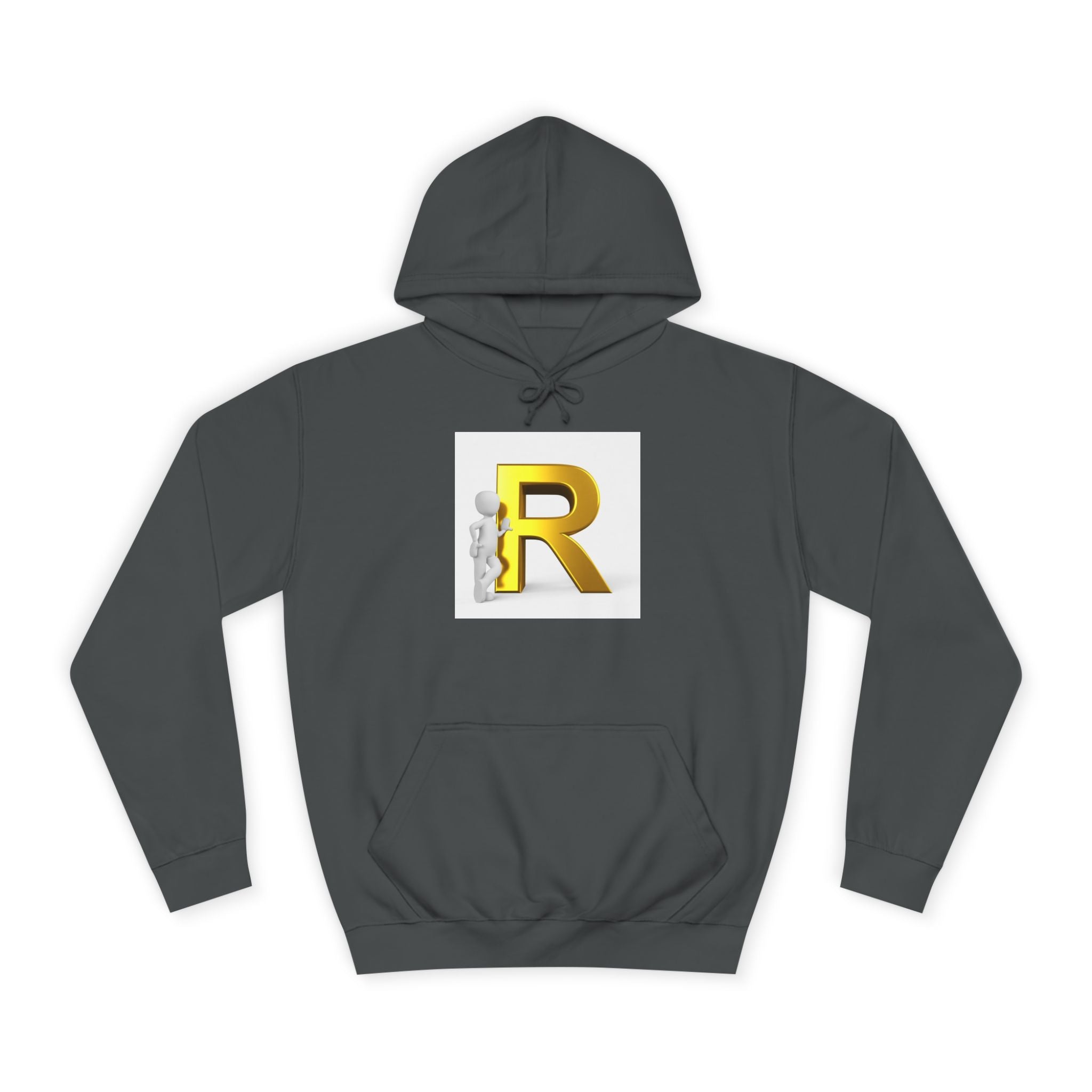 Gold Letter R Hoodie | 3D Character Leaning on R
