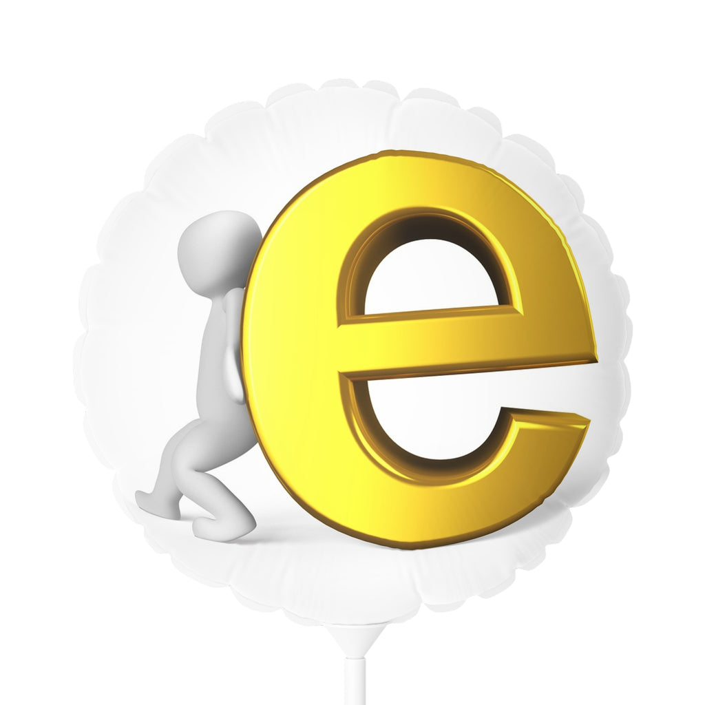 Gold Letter E Balloon 11" Round Foil Balloon | Heart or Round Shape