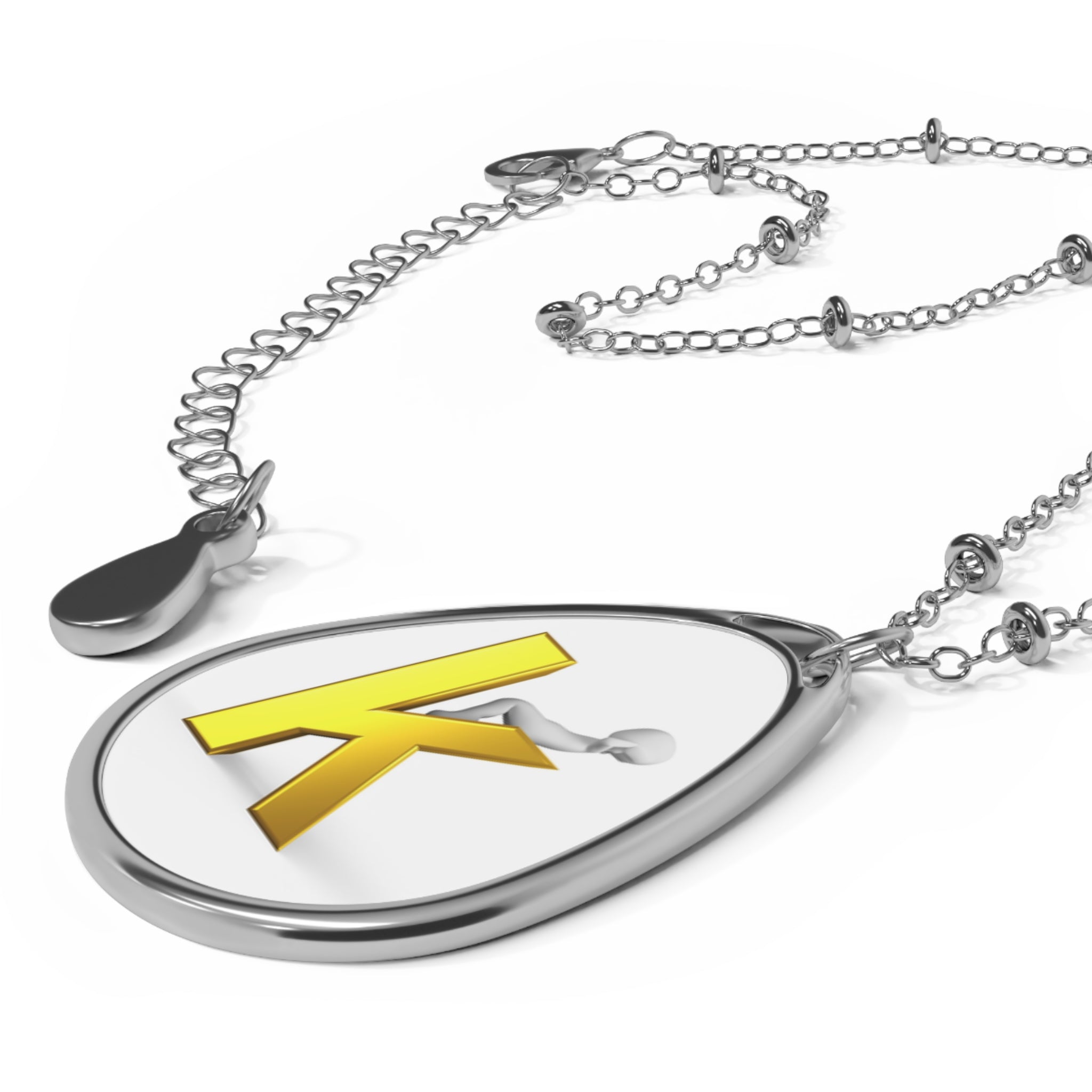 Initial K Oval Pendant Necklace — Personalized Gold Letter Monogram Jewelry