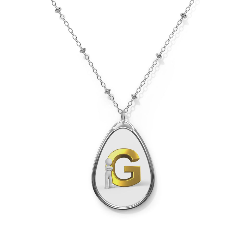 Personalized Oval 'G' Necklace — Initial Pendant Teardrop Necklace
