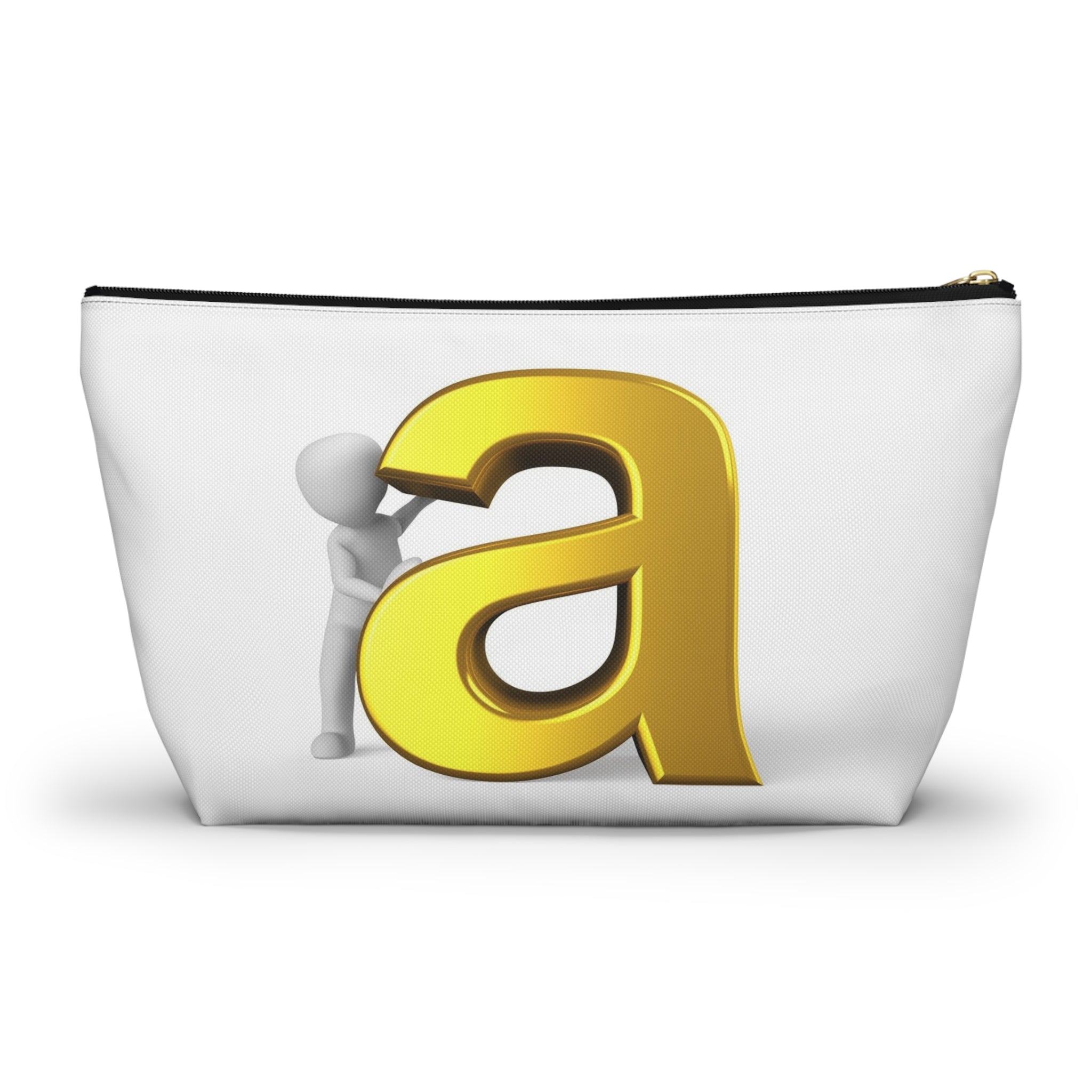 Gold Letter A Monogram Accessory Pouch | T-Bottom Makeup Bag