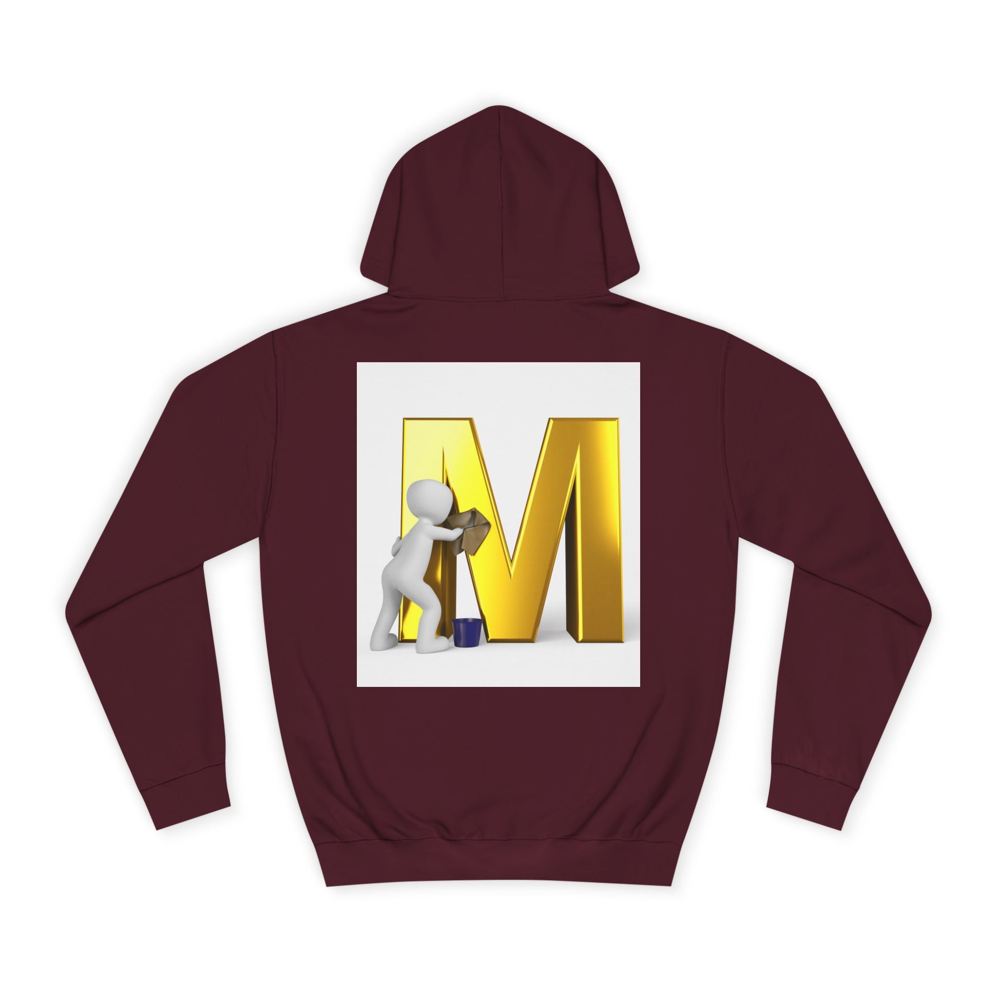 Gold Letter M with Figure Hoodie | Monogram Initial M Sweatshirt