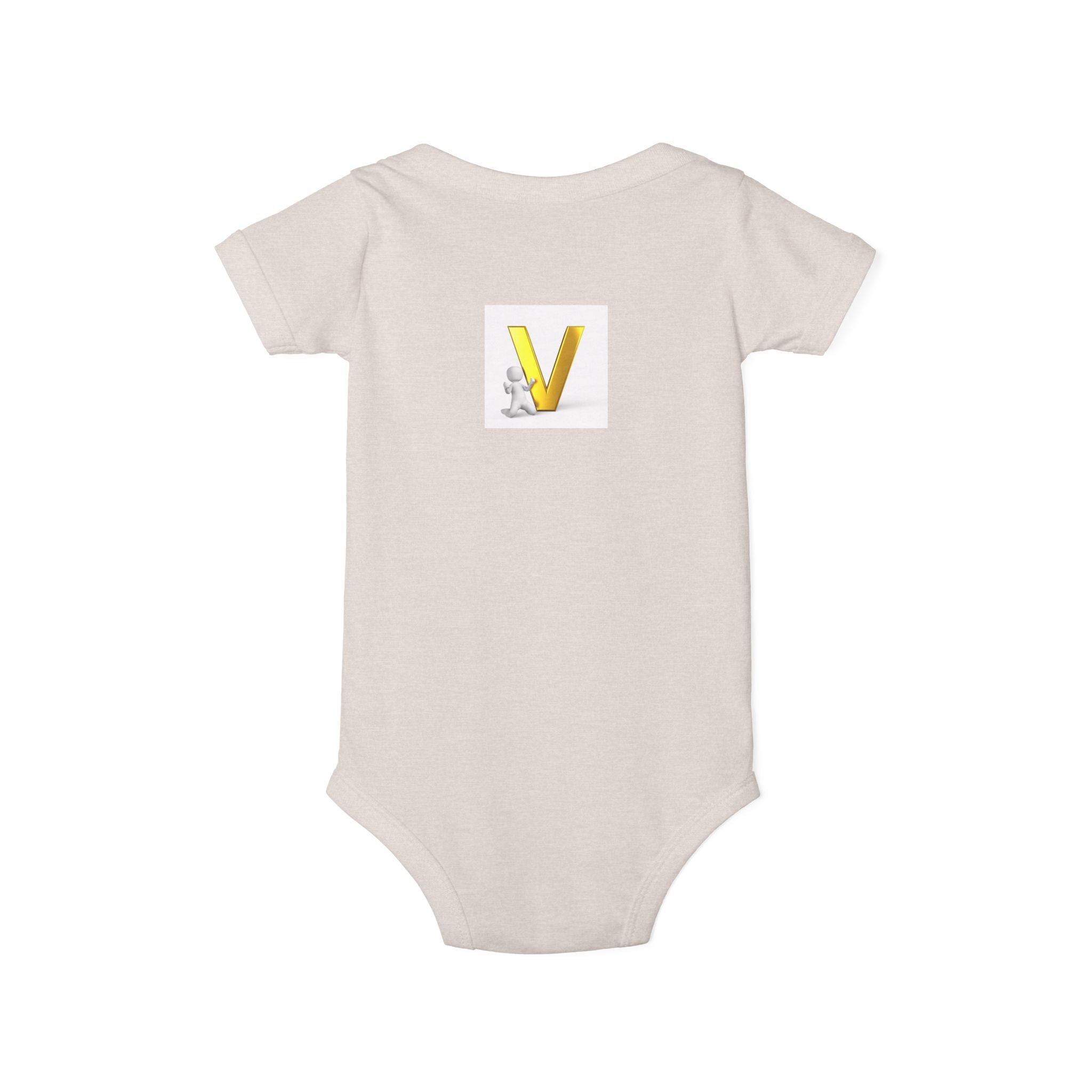 Gold Letter V Baby Bodysuit | Cute Bunny Initial Onesie