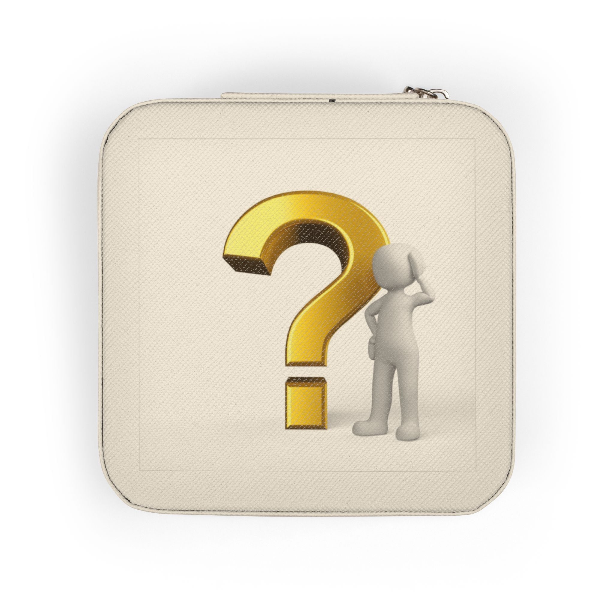 Minimal Question Mark Illustration Jewelry Travel Case | Compact Portable Organizer