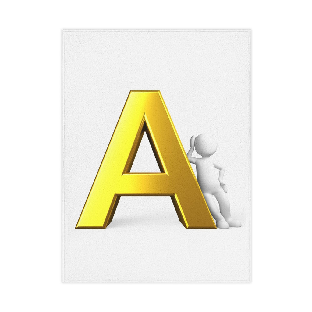Gold Letter A monogram Toddler Blanket | Alphabet initial nursery decor