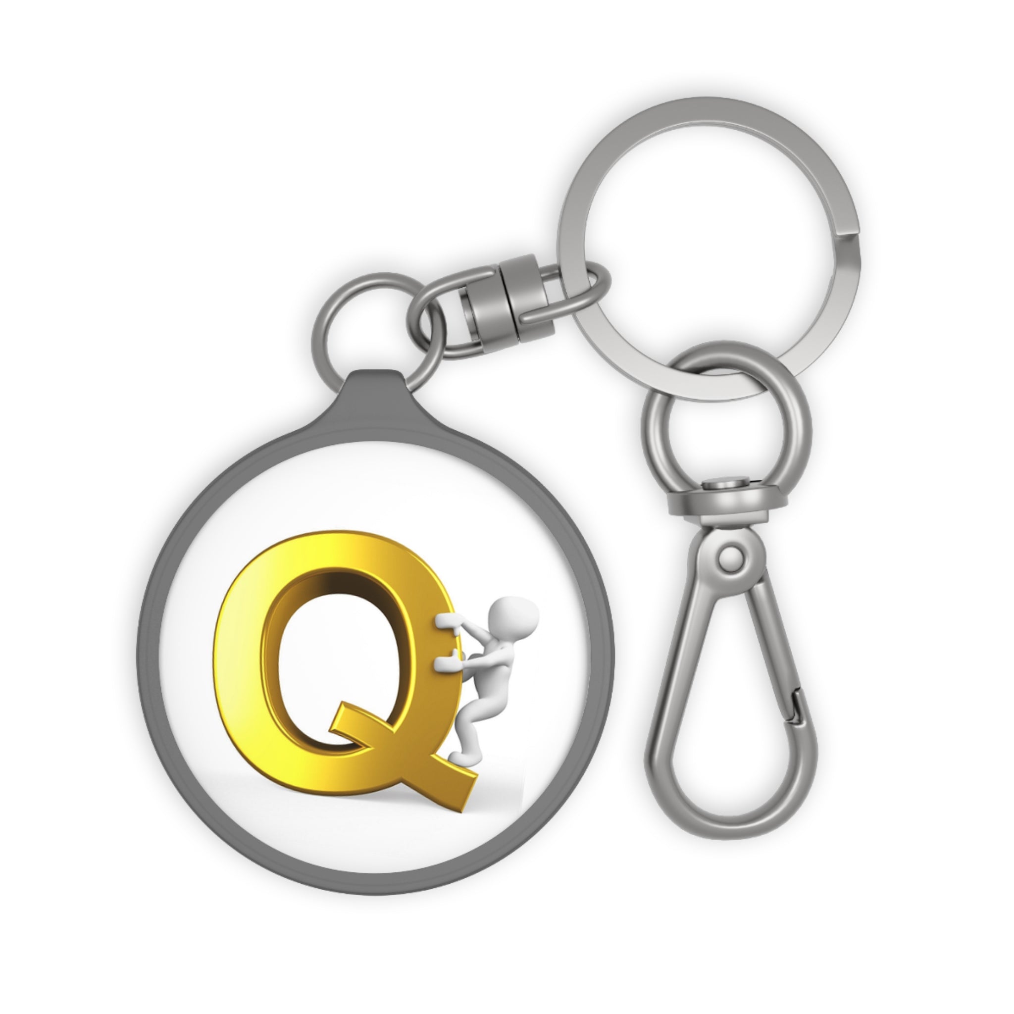 Gold Letter Q with Climber Keyring Tag | Initial Keychain