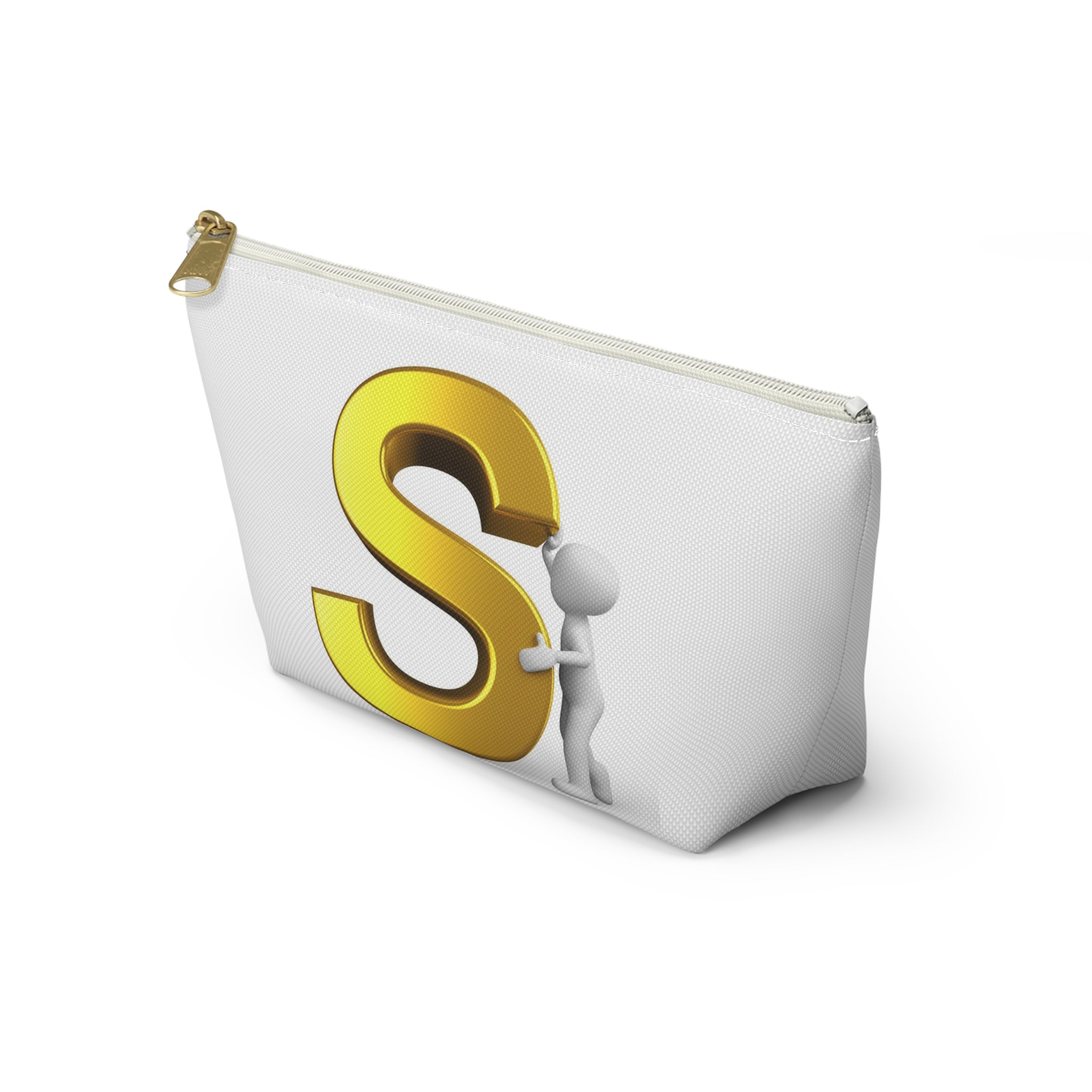Gold Letter S Monogram Accessory Pouch