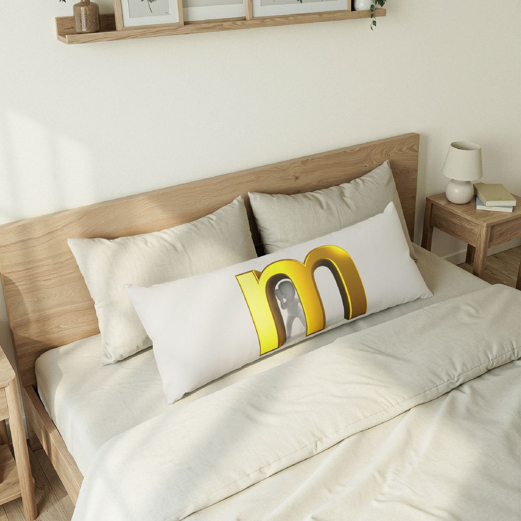 Gold 3D Letter M Body Pillow | Monogram Initial Decorative Pillow