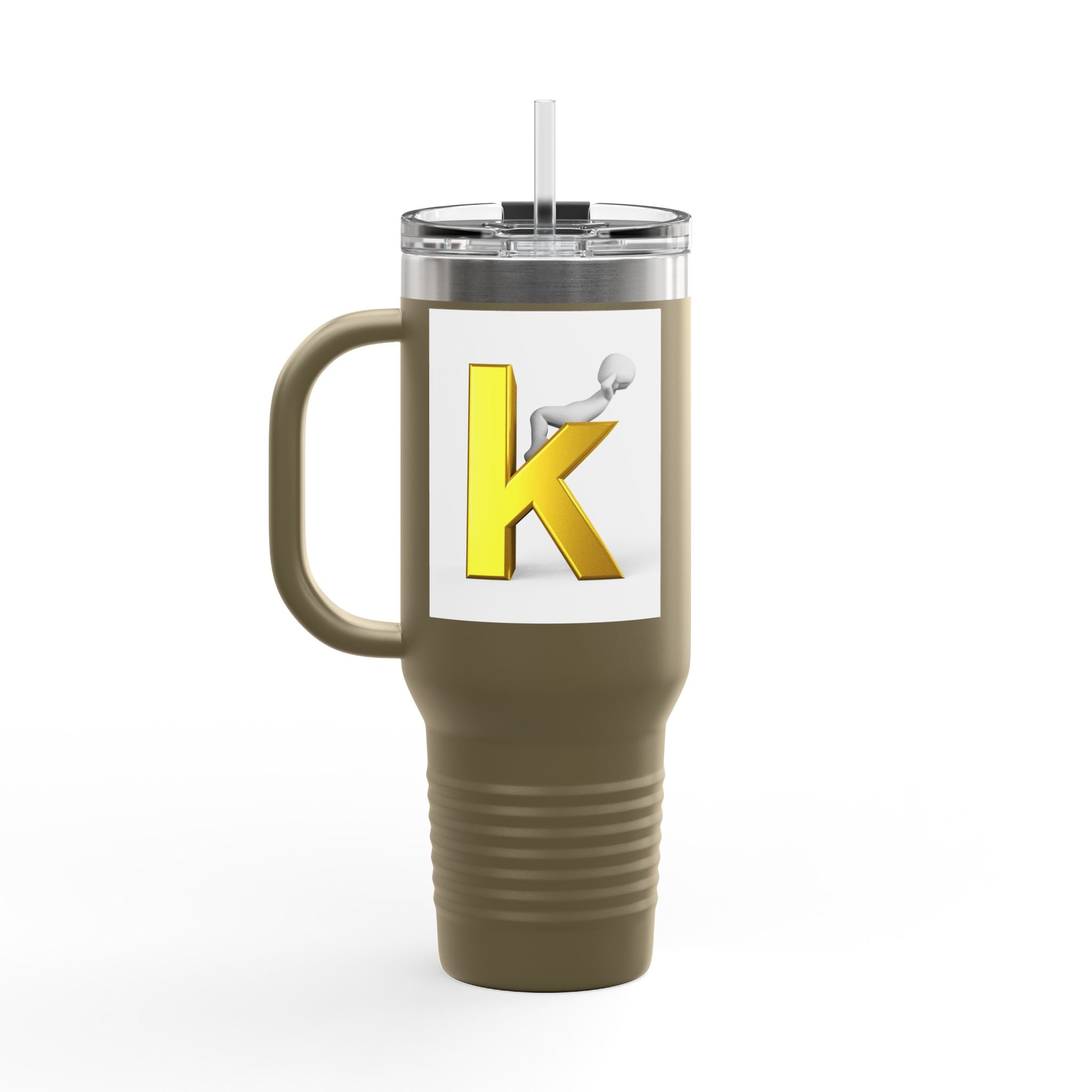 Yellow 3D Letter K Initial Travel Mug | 40oz Insulated Tumbler
