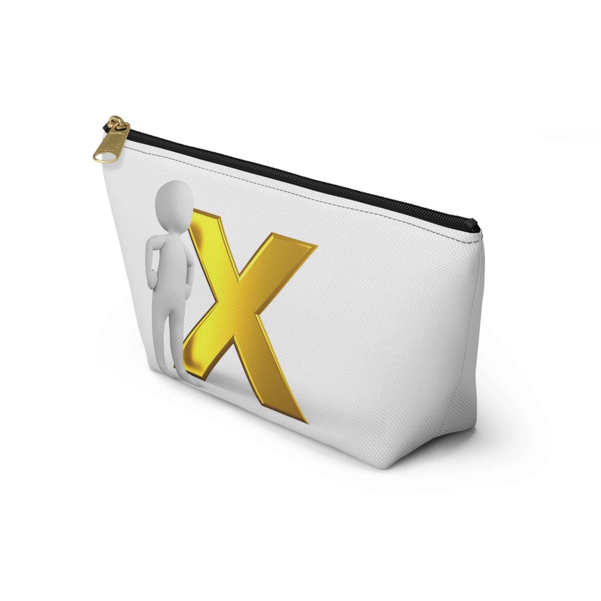 3D Stick Figure with Gold X Accessory Pouch