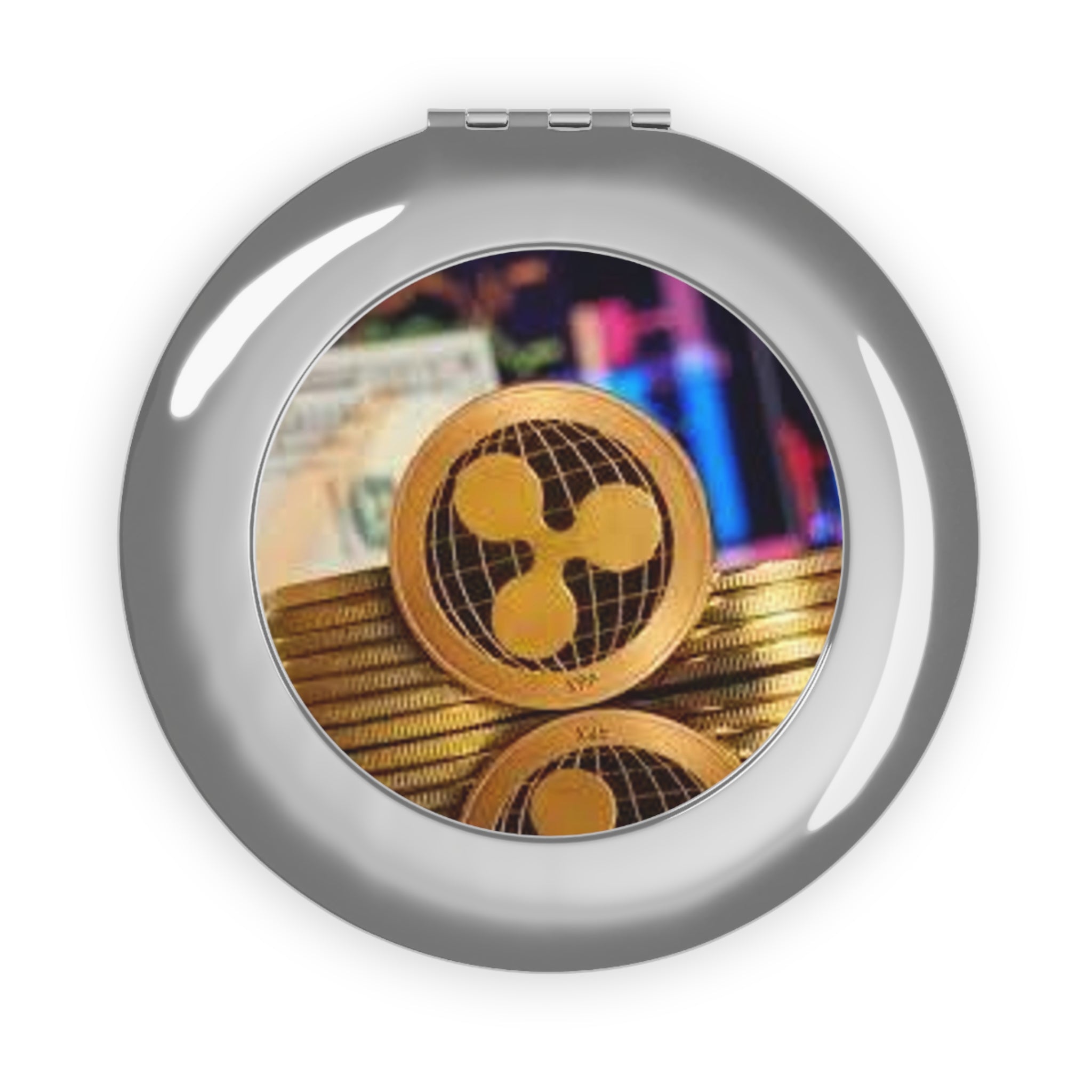 Ripple Crypto Coin Compact Travel Mirror | Ripple XRP design, pocket mirror