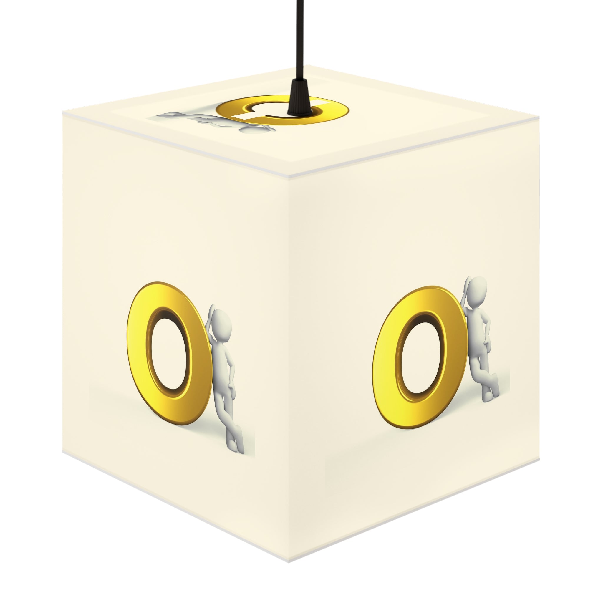 Golden Letter O Illustration Light Cube Lamp | Minimal Modern Nightlight