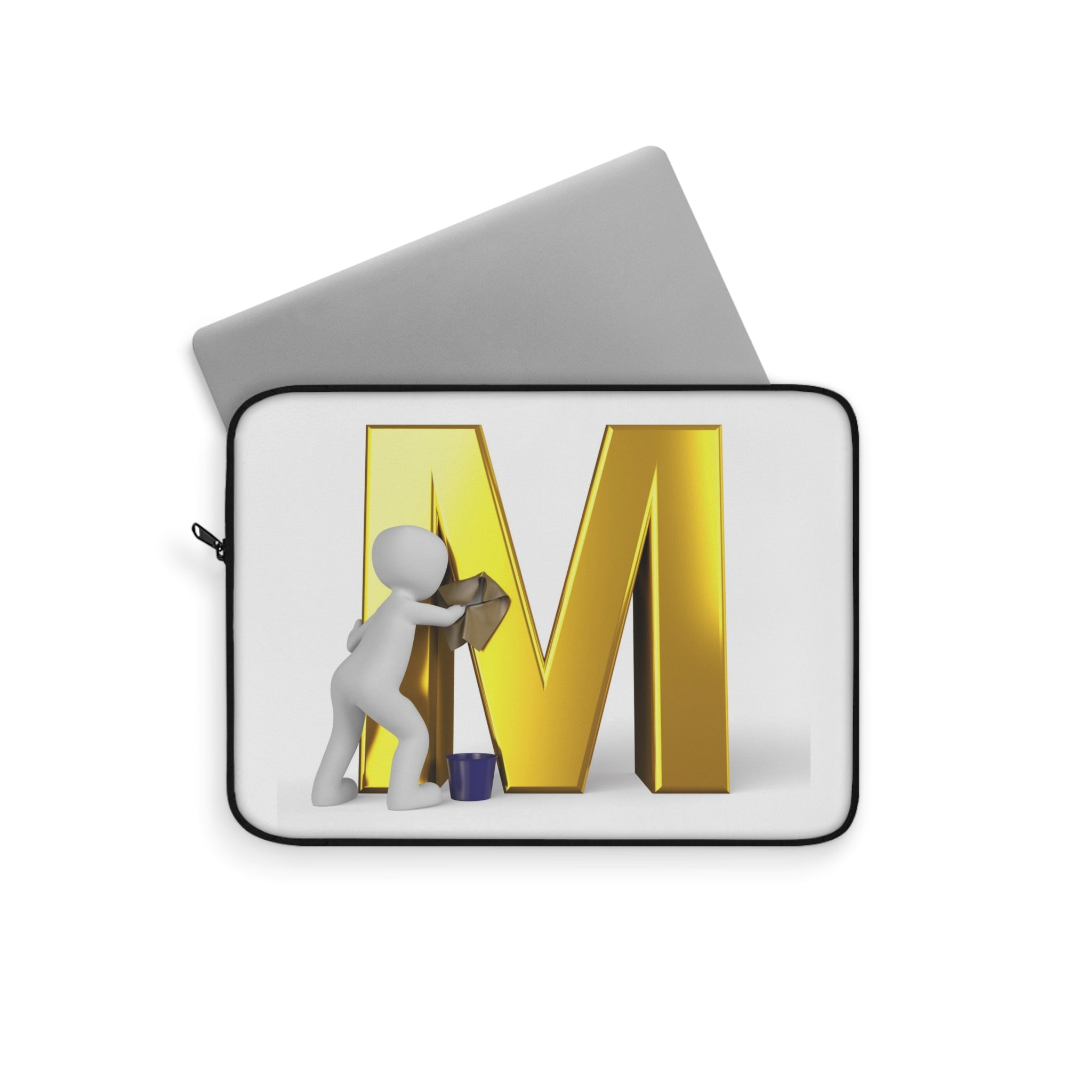 Gold Letter M Cleaning Laptop Sleeve | Monogram Initial M