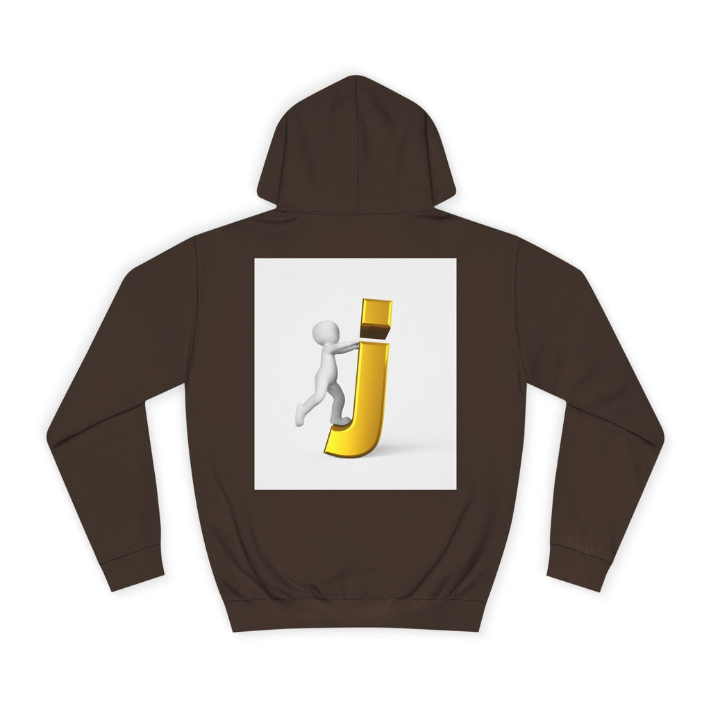 3D Stick Figure Riding Gold Letter J Hoodie | Initial Monogram Letter J