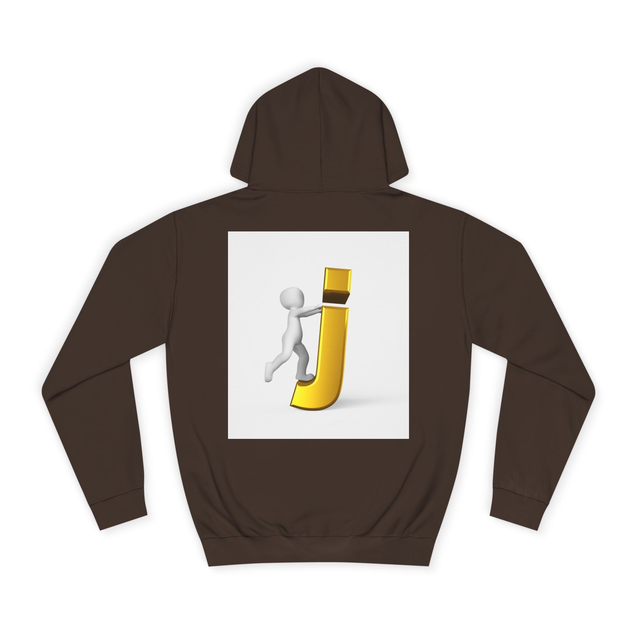 3D Stick Figure Riding Gold Letter J Hoodie | Initial Monogram Letter J