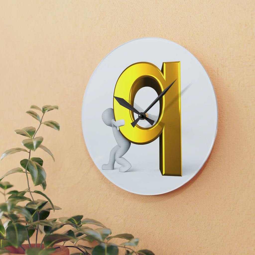 3D Gold Letter Q Design Acrylic Wall Clock | Modern Alphabet Home Decor