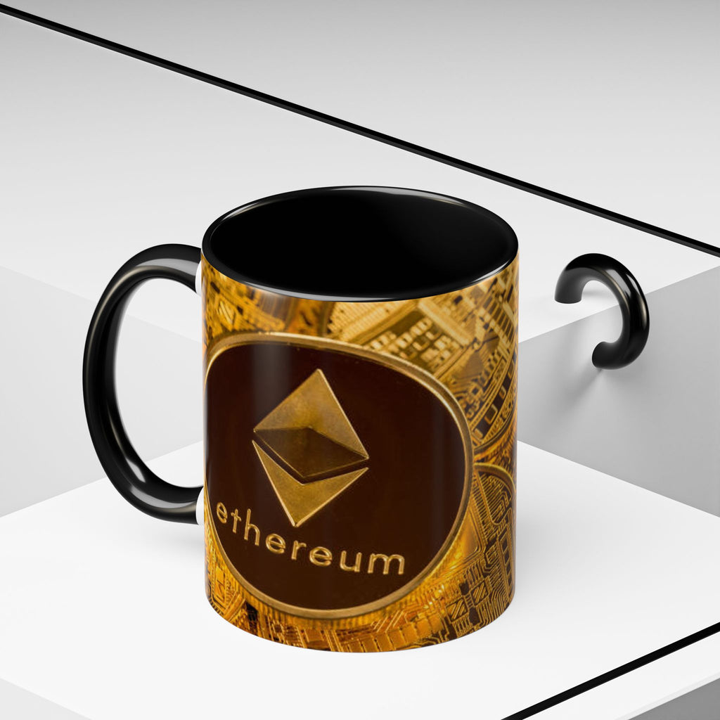 Ethereum Coin Accent Mug | Crypto Logo Coffee Mug