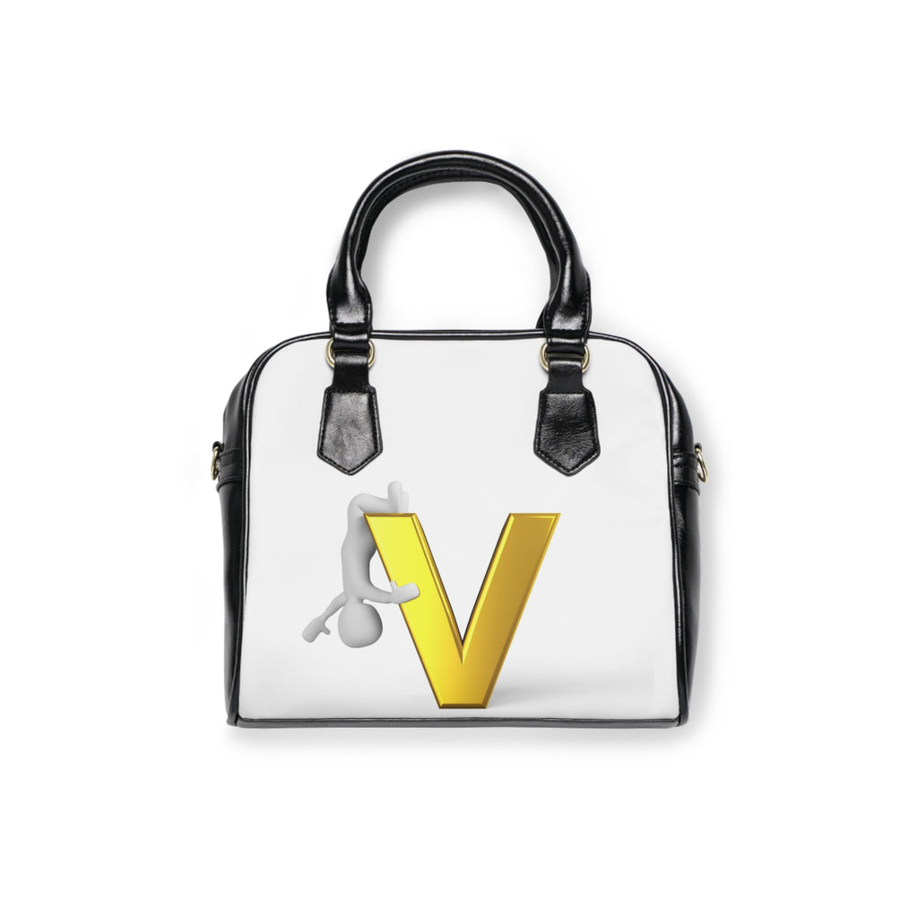 Gold Letter V Monogram Shoulder Handbag | 3D Initial Accent