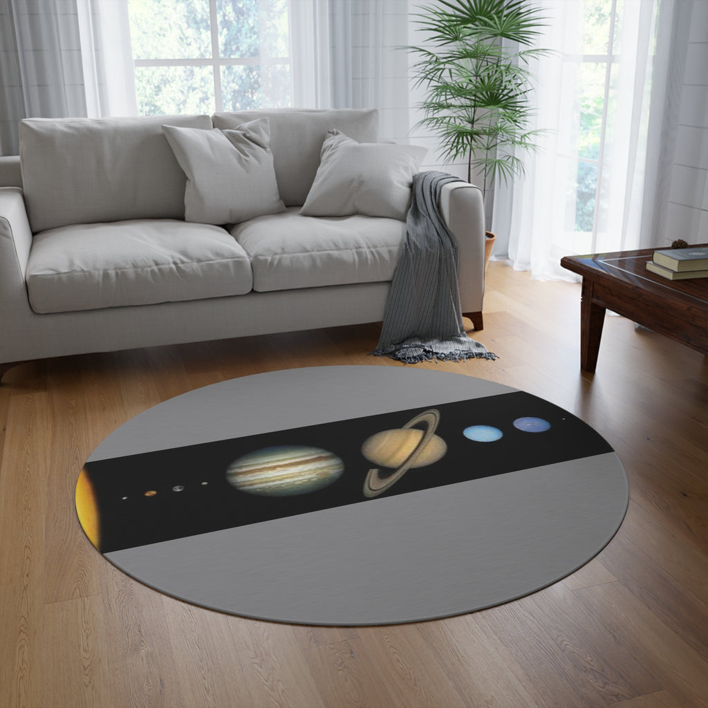 Solar System Planets Round Rug | Planetary Space Nursery Decor
