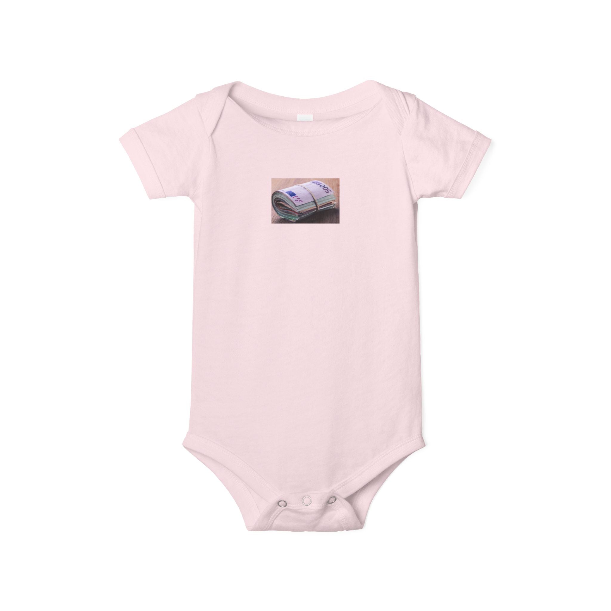 Grenouillère bébé motif pile de billets | Body imprimé argent