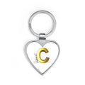 Gold Letter C Heart Keychain | Initial C Heart Key Ring