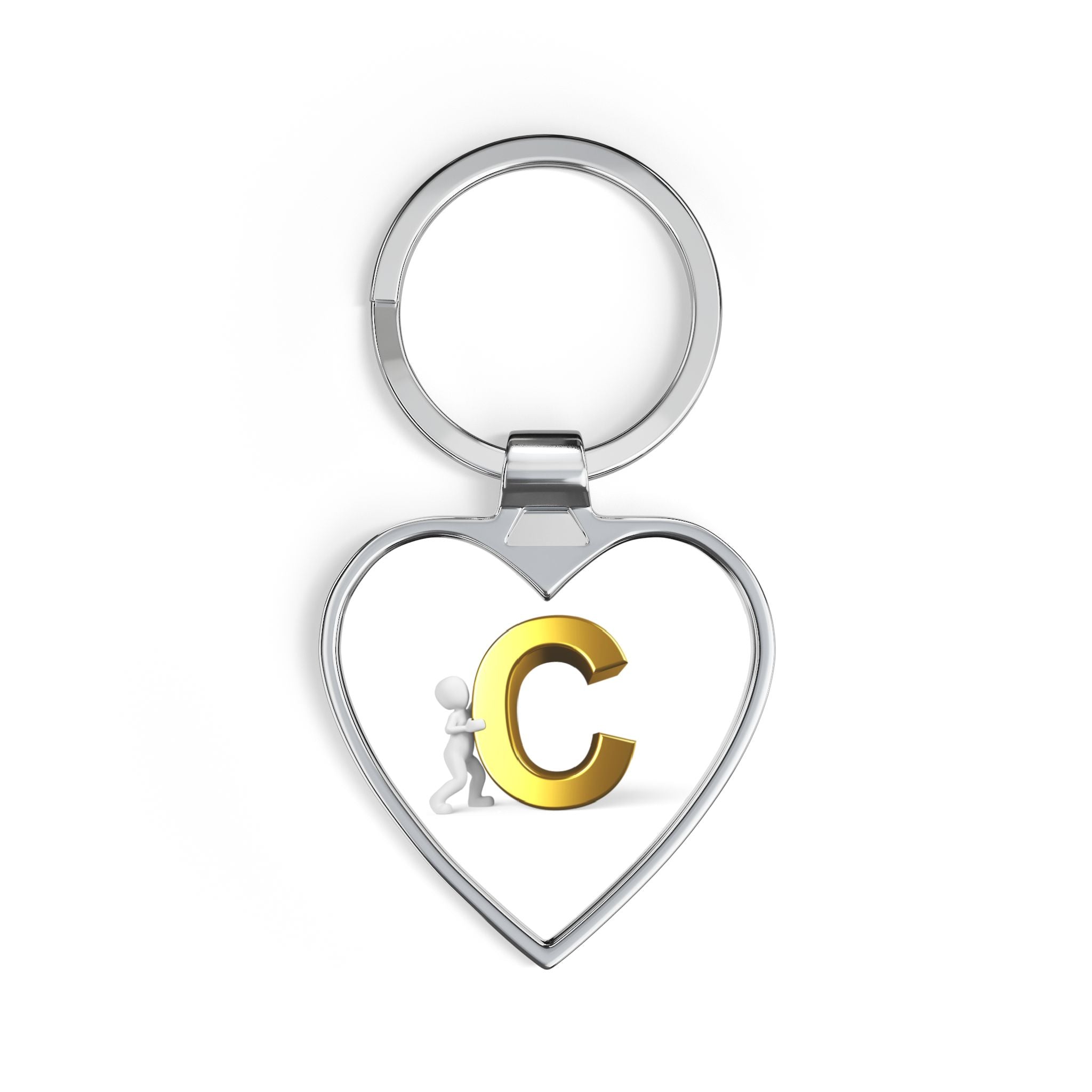 Gold Letter C Heart Keychain | Initial C Heart Key Ring