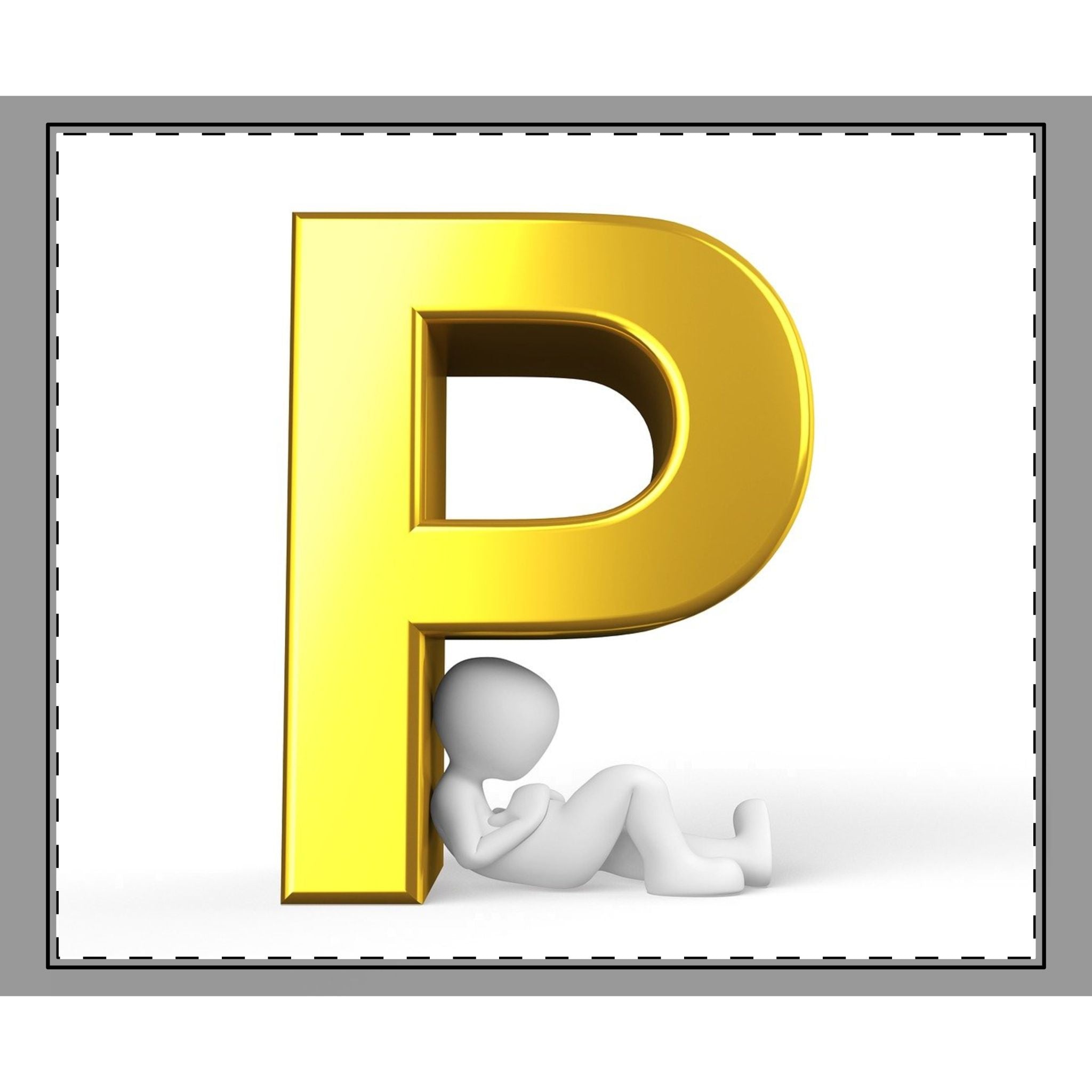 Gold Letter P with Leaning Figure Woven-Style Coverlet