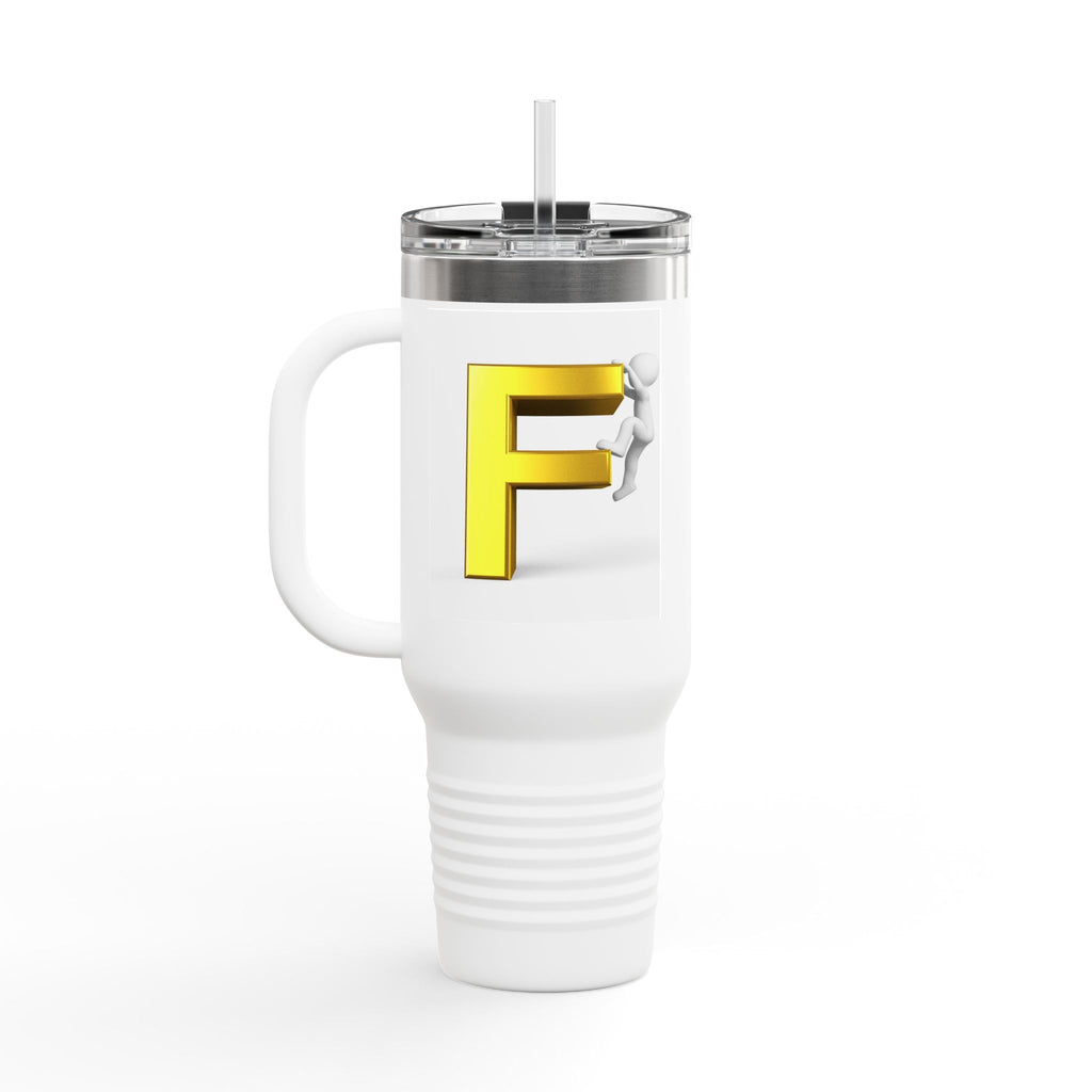 3D Figure Climbing Yellow Letter F Travel Mug | Insulated 40oz