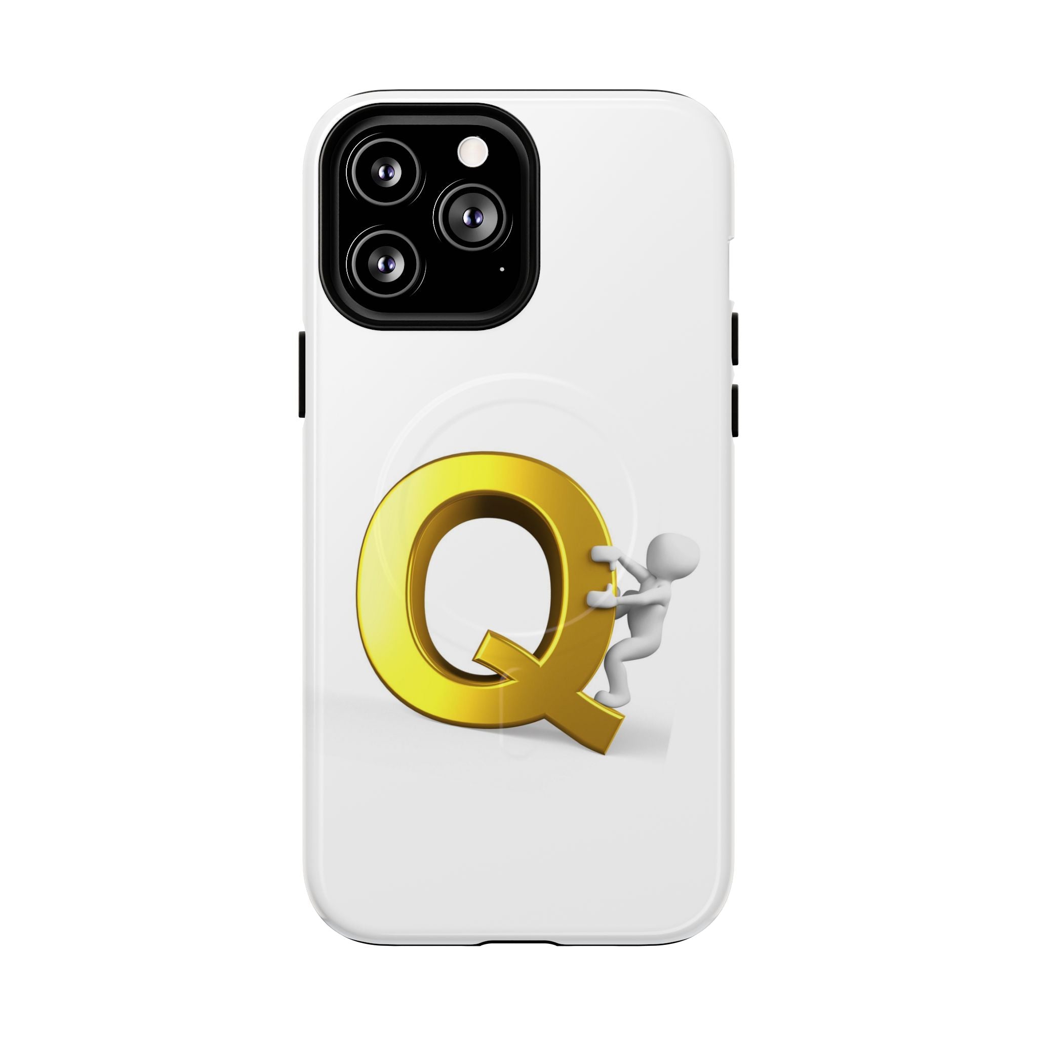 Coque de téléphone motif Lettre Q dorée | Coque de protection magnétique