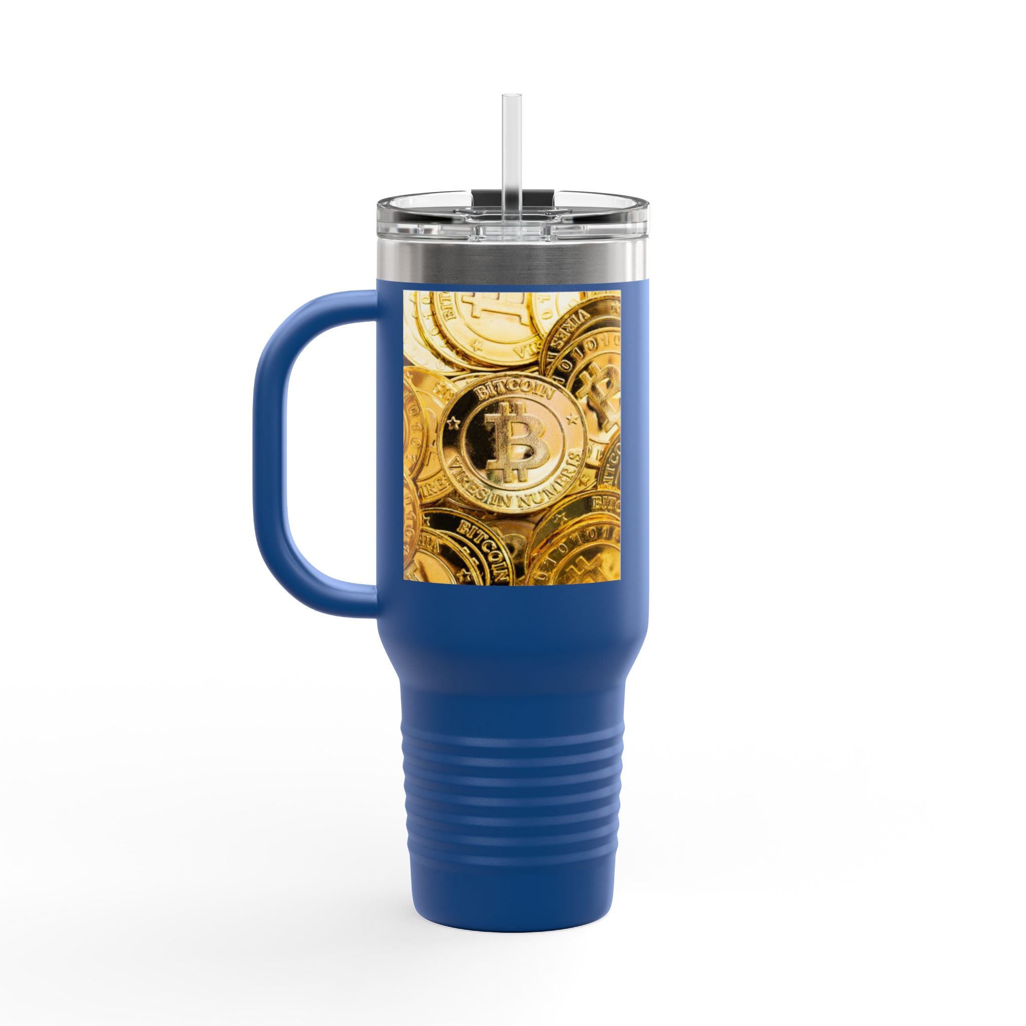 Bitcoin Coin Pattern Travel Mug | 40 oz Insulated Tumbler