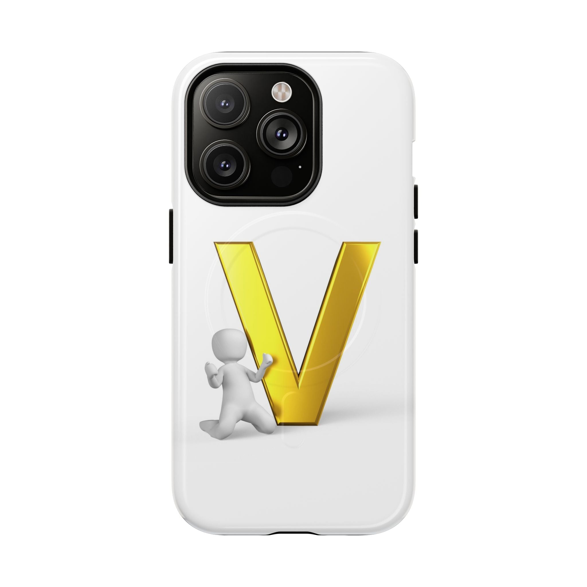 Coque de téléphone à monogramme lettre V dorée | Coque magnétique résistante