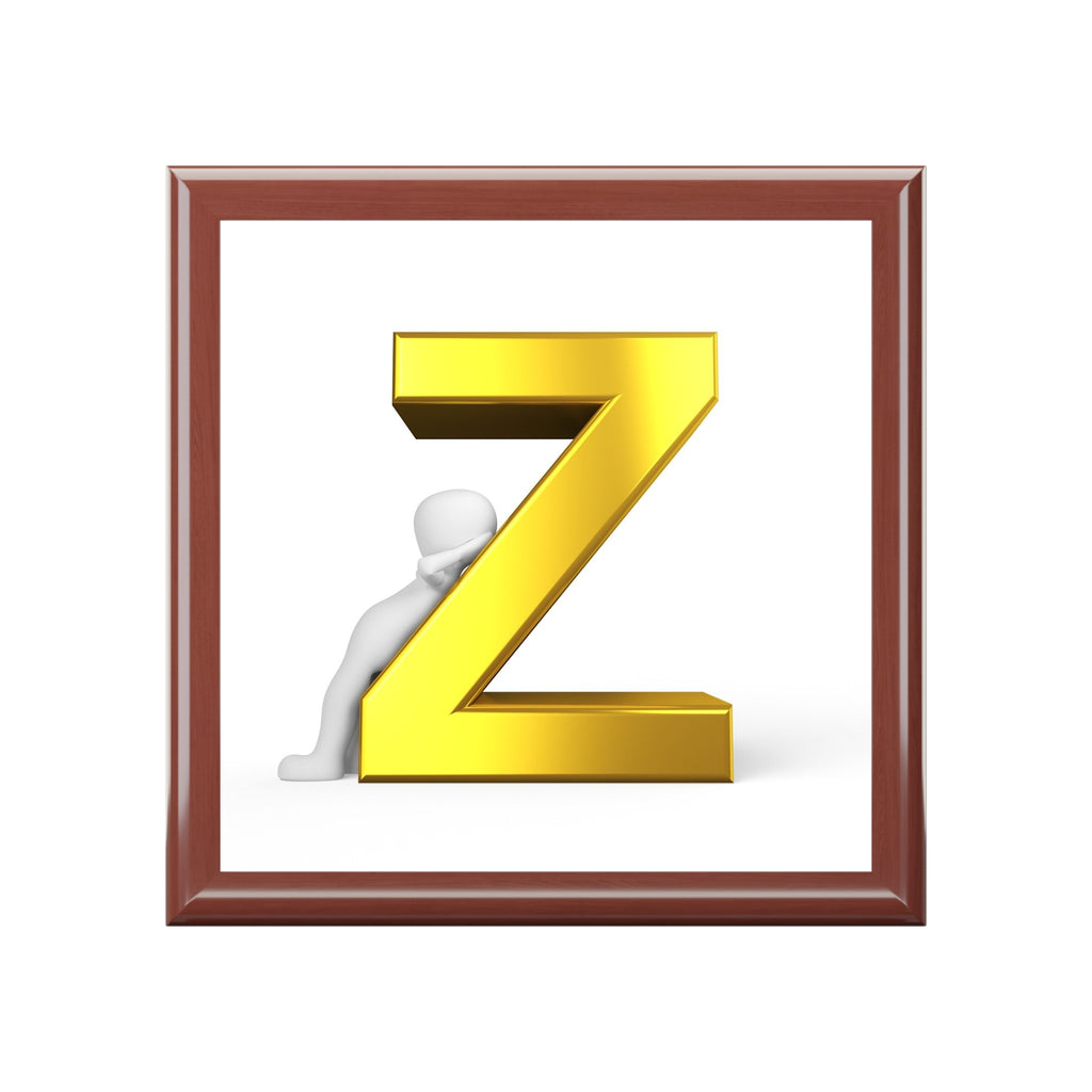 Gold Letter Z Monogram Jewelry Box | Personalized Initial Keepsake