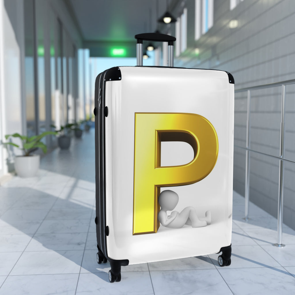 Gold Letter P Monogram Suitcase | Personalized Initial Luggage