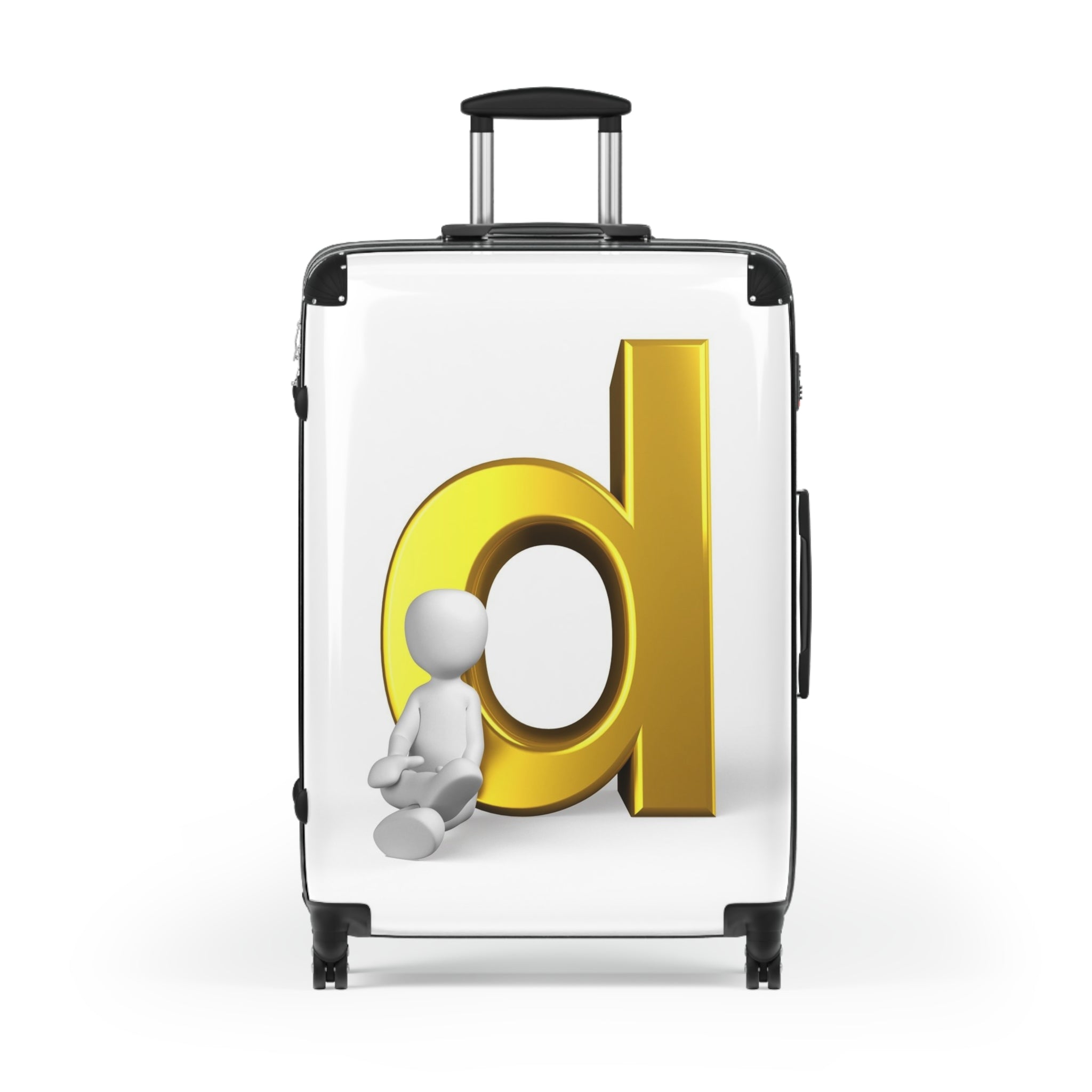 3D Gold Letter D Monogram Suitcase | Custom Initial Luggage